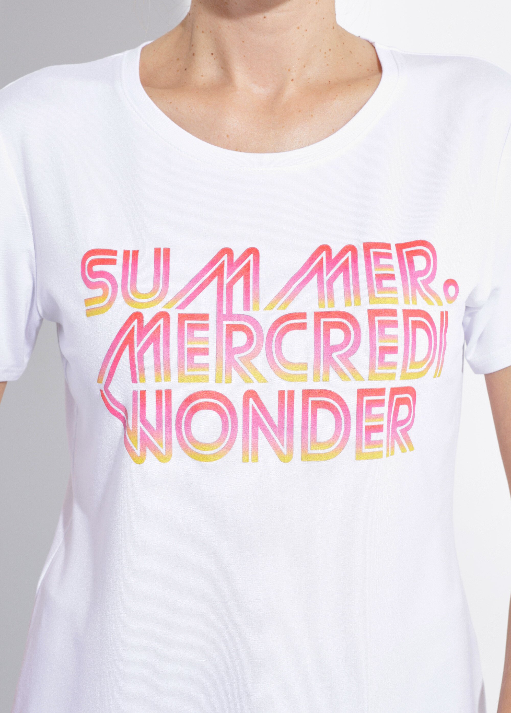 T-shirt à message manches courtes Femme Blanc CLANE DE1