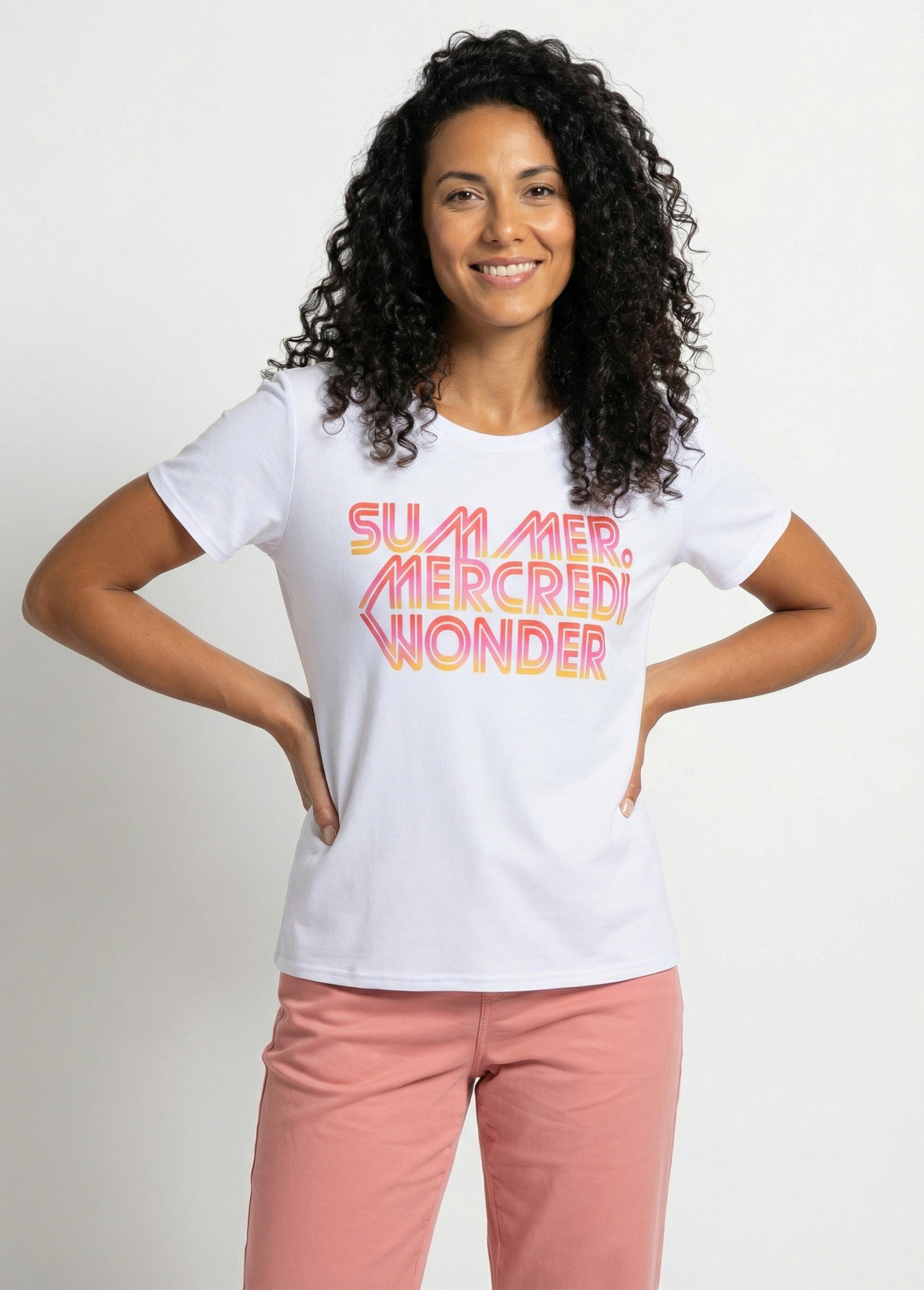 T-shirt à message manches courtes Femme Blanc CLANE FA1