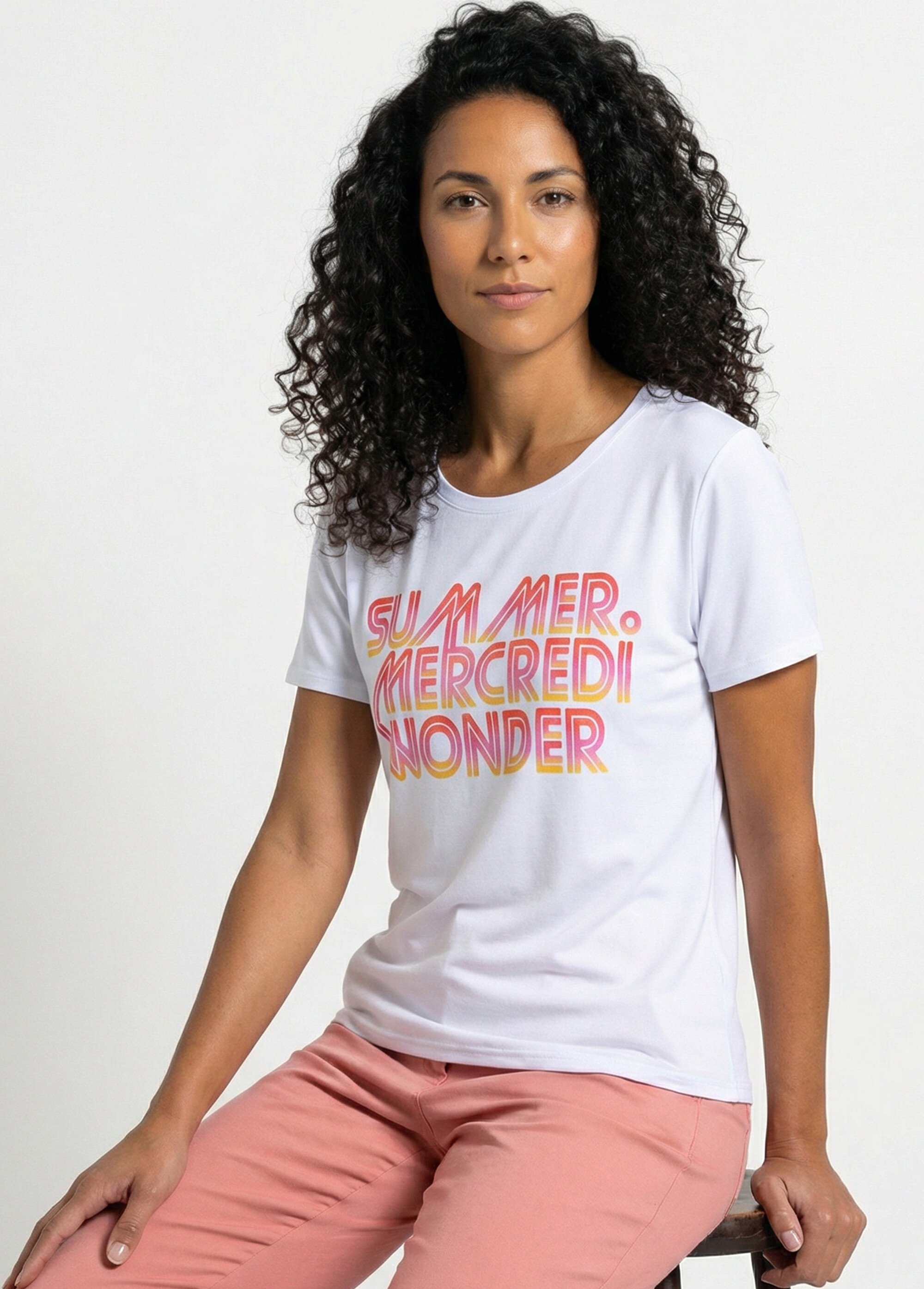 T-shirt à message manches courtes Femme Blanc CLANE MV1