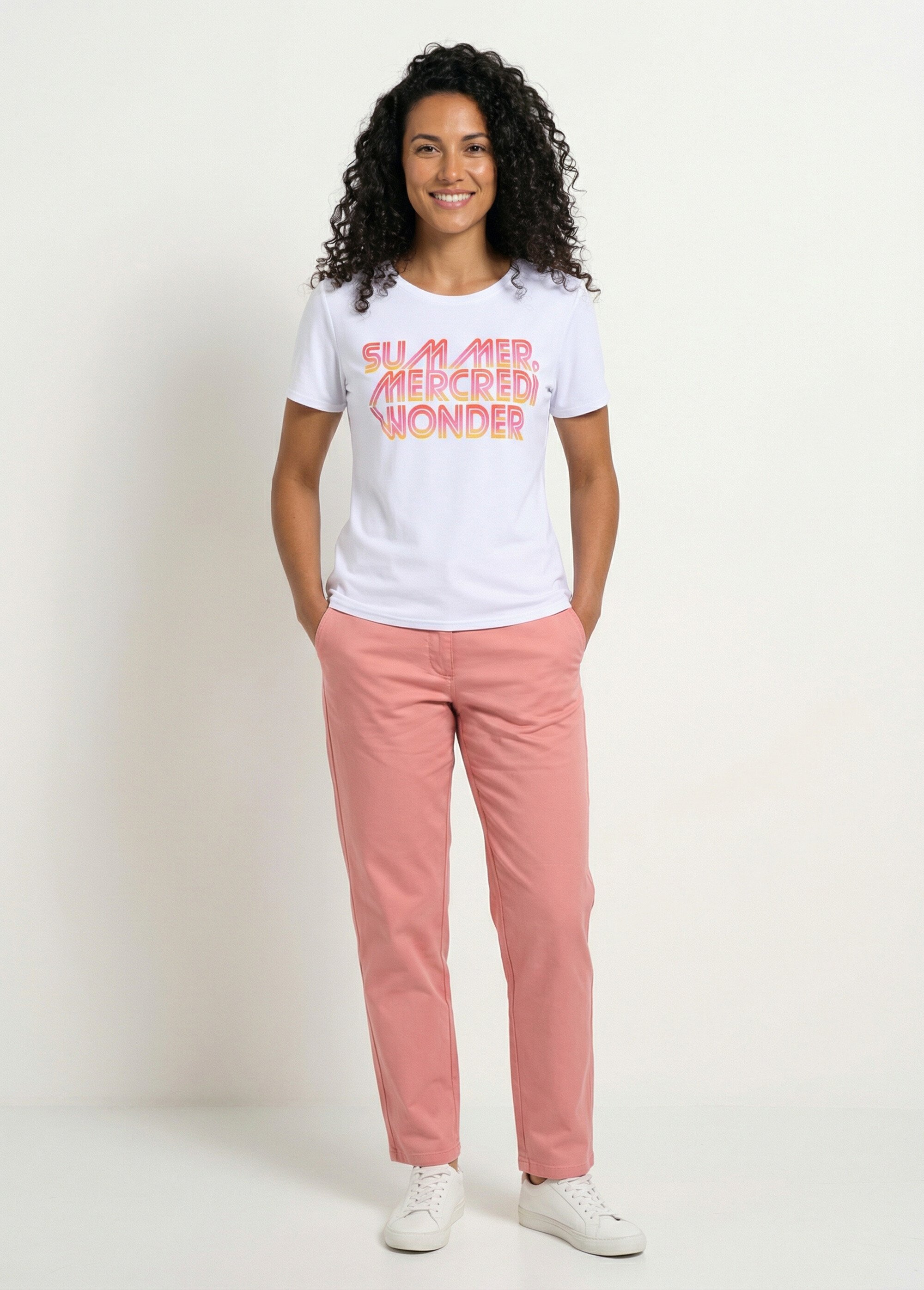 T-shirt à message manches courtes Femme Blanc CLANE SF1