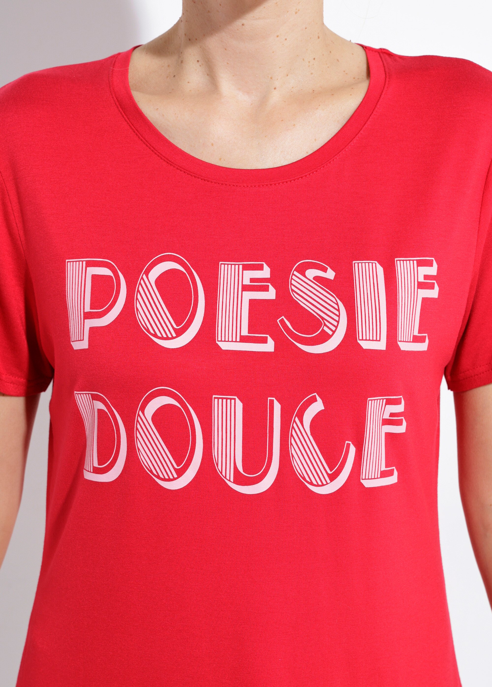 T-shirt à message manches courtes Femme Rouge CLANE DE1