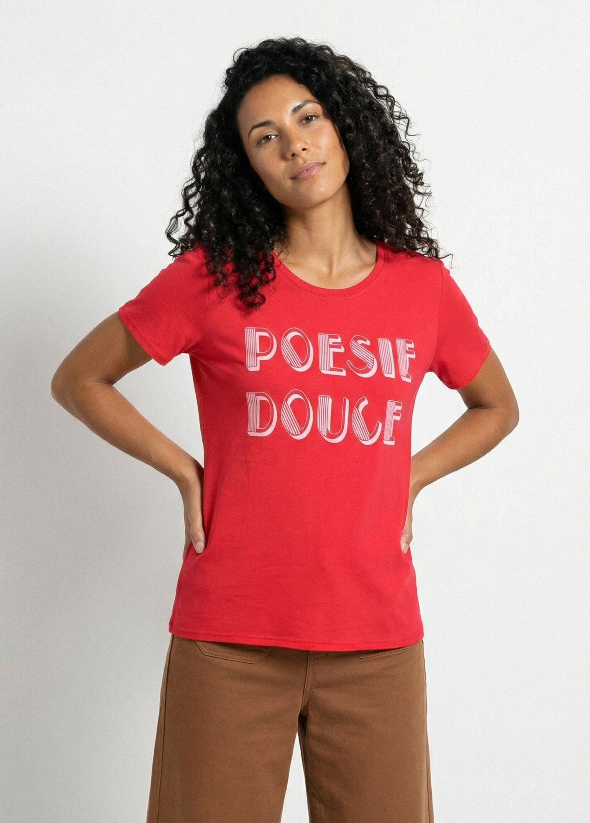 T-shirt à message manches courtes Femme Rouge CLANE FA1