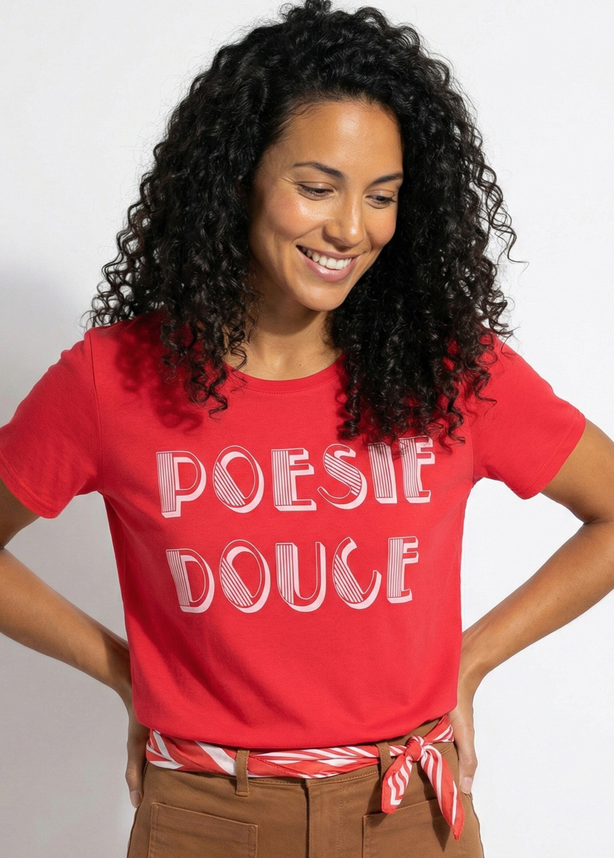 T-shirt à message manches courtes Femme Rouge CLANE MV1