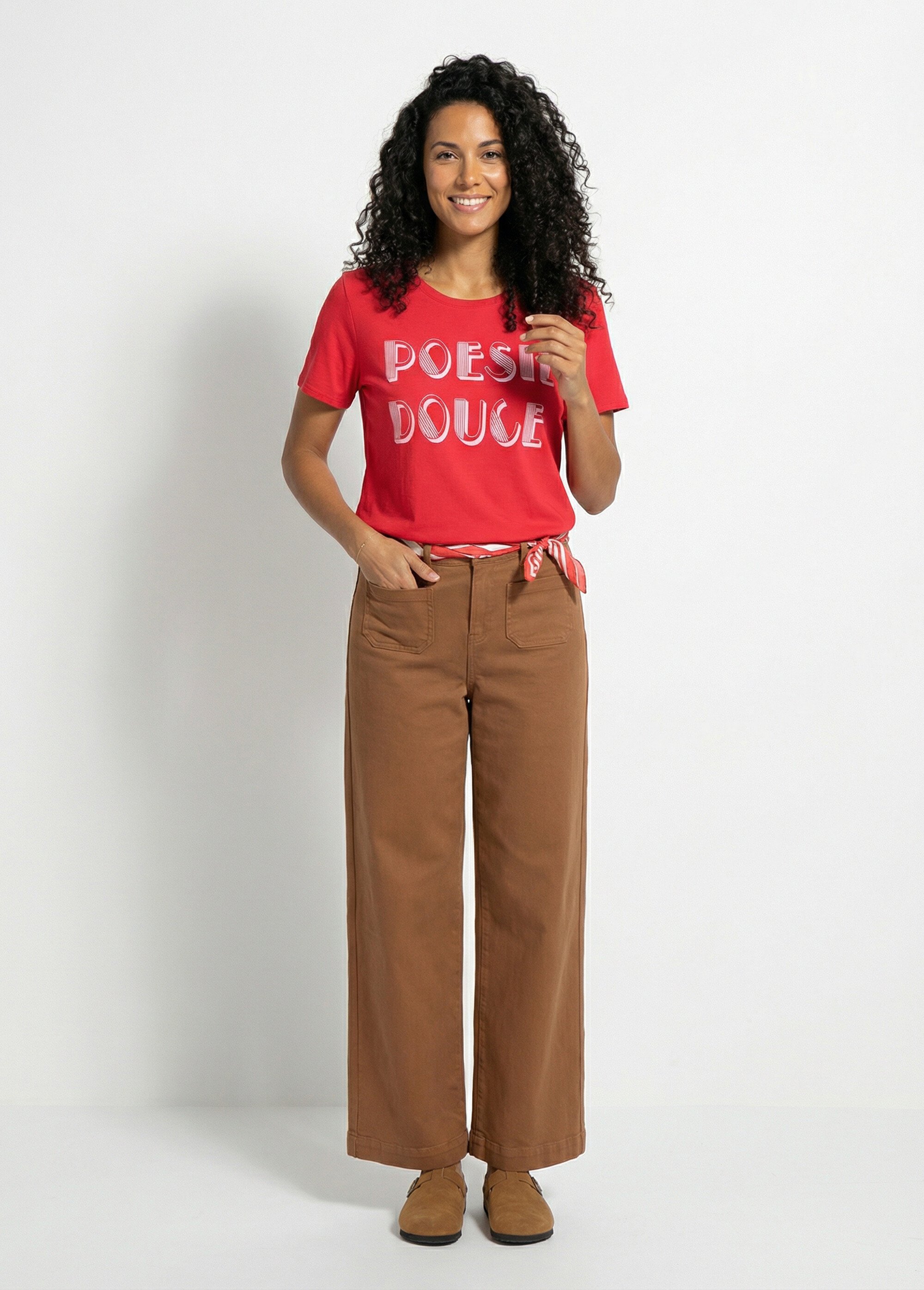 T-shirt à message manches courtes Femme Rouge CLANE SF1