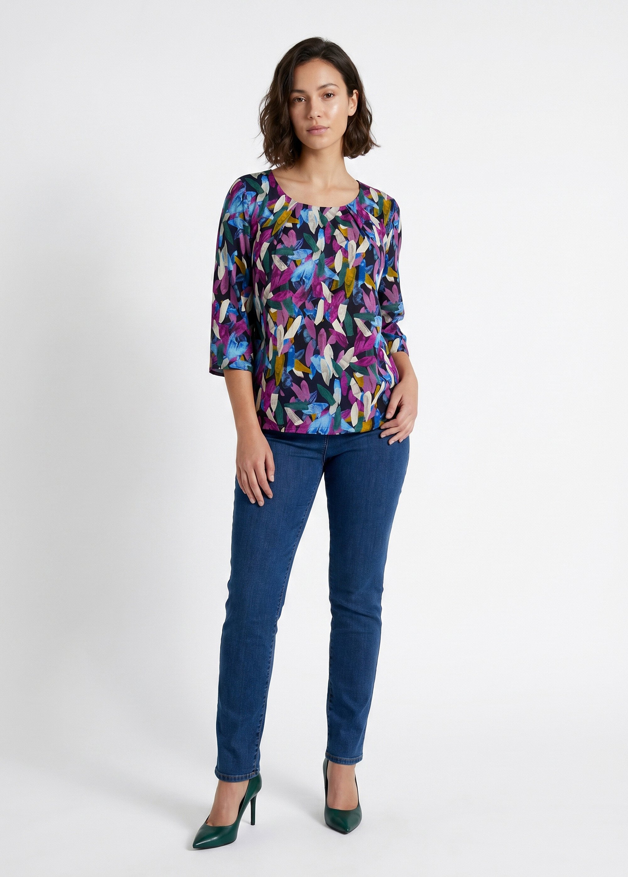 T-shirt tunique blousant manches 3/4 Femme Violet CADILLON SI1