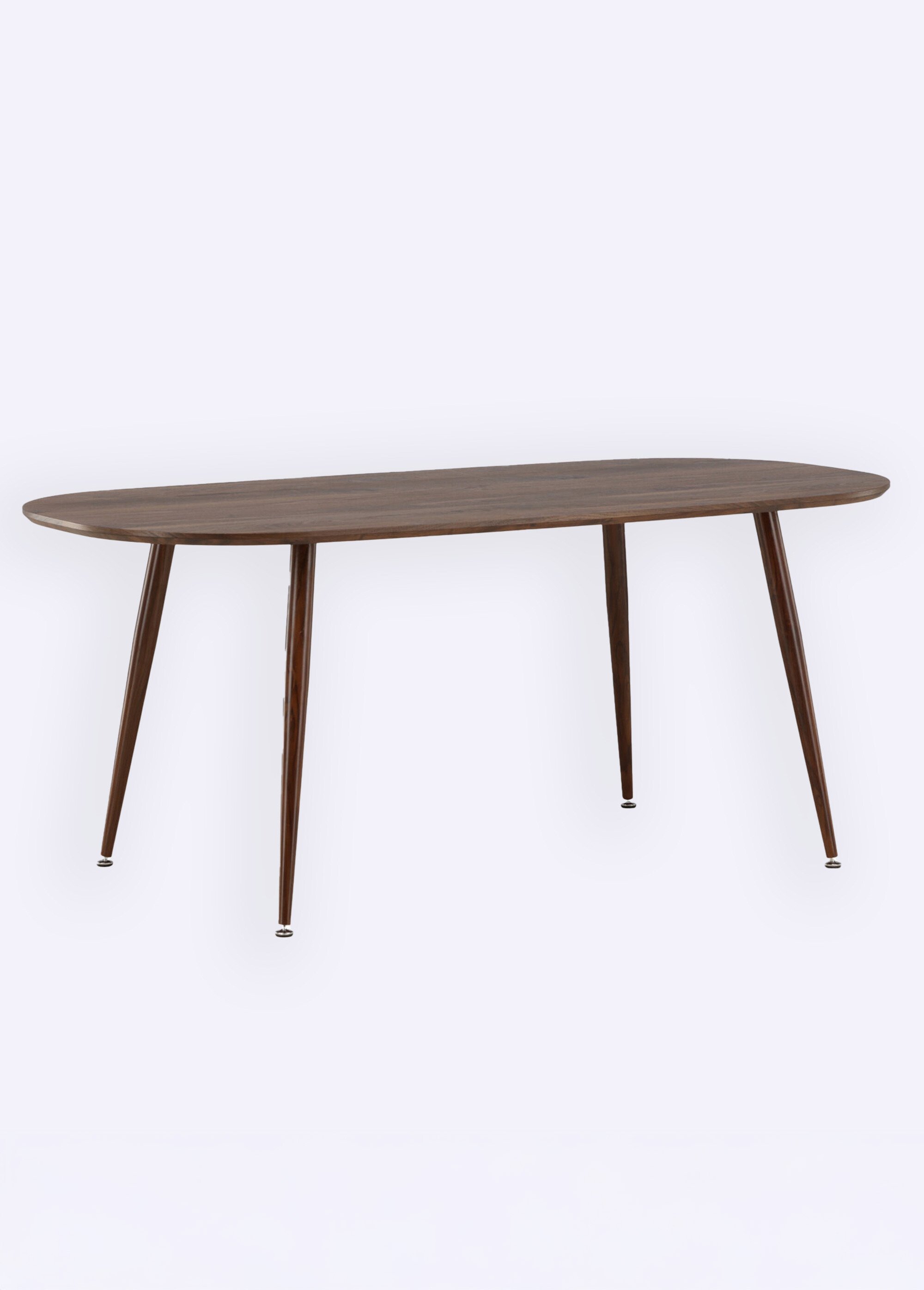 Table à manger ovale bois, pieds compas MARRON FONCE VEN-19996-340 FA1