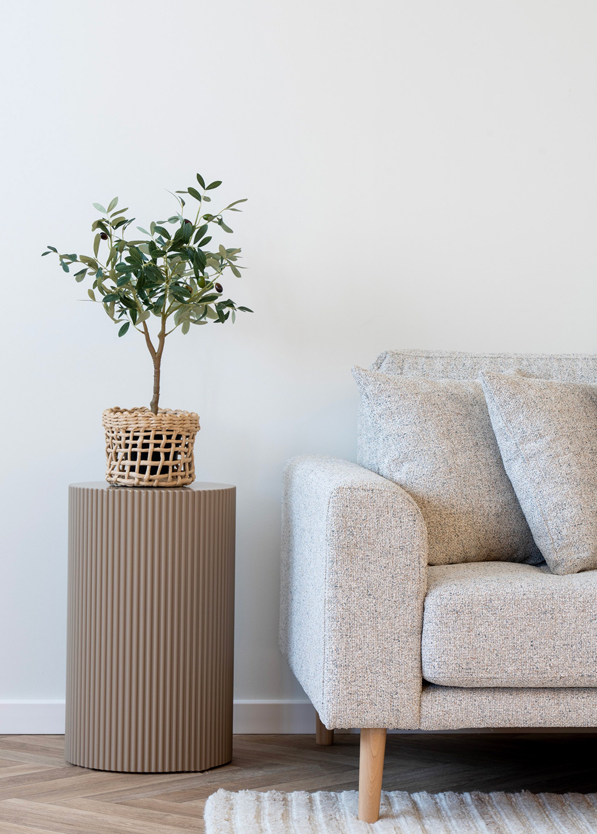 Table d'appoint colonne, aspect rainuré BEIGE HN-2102150 SI1