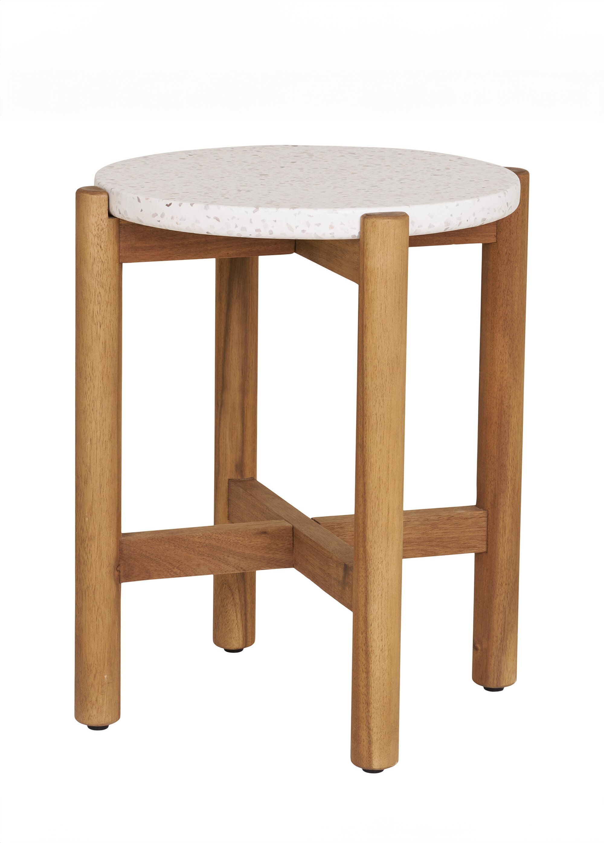 Table d'appoint en acacia et terrazzo BLANC HN-7521000 DE1