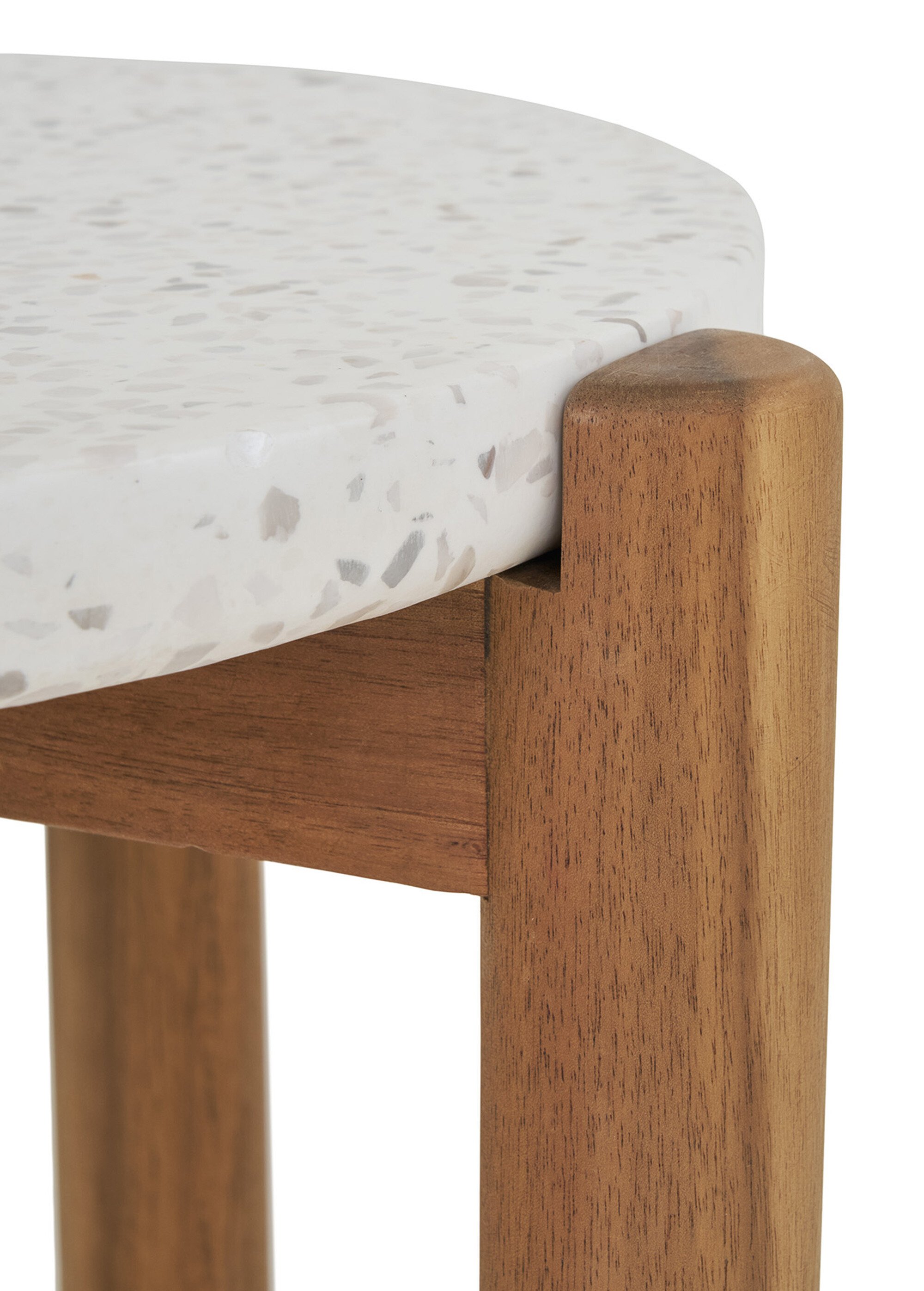 Table d'appoint en acacia et terrazzo BLANC HN-7521000 DE2