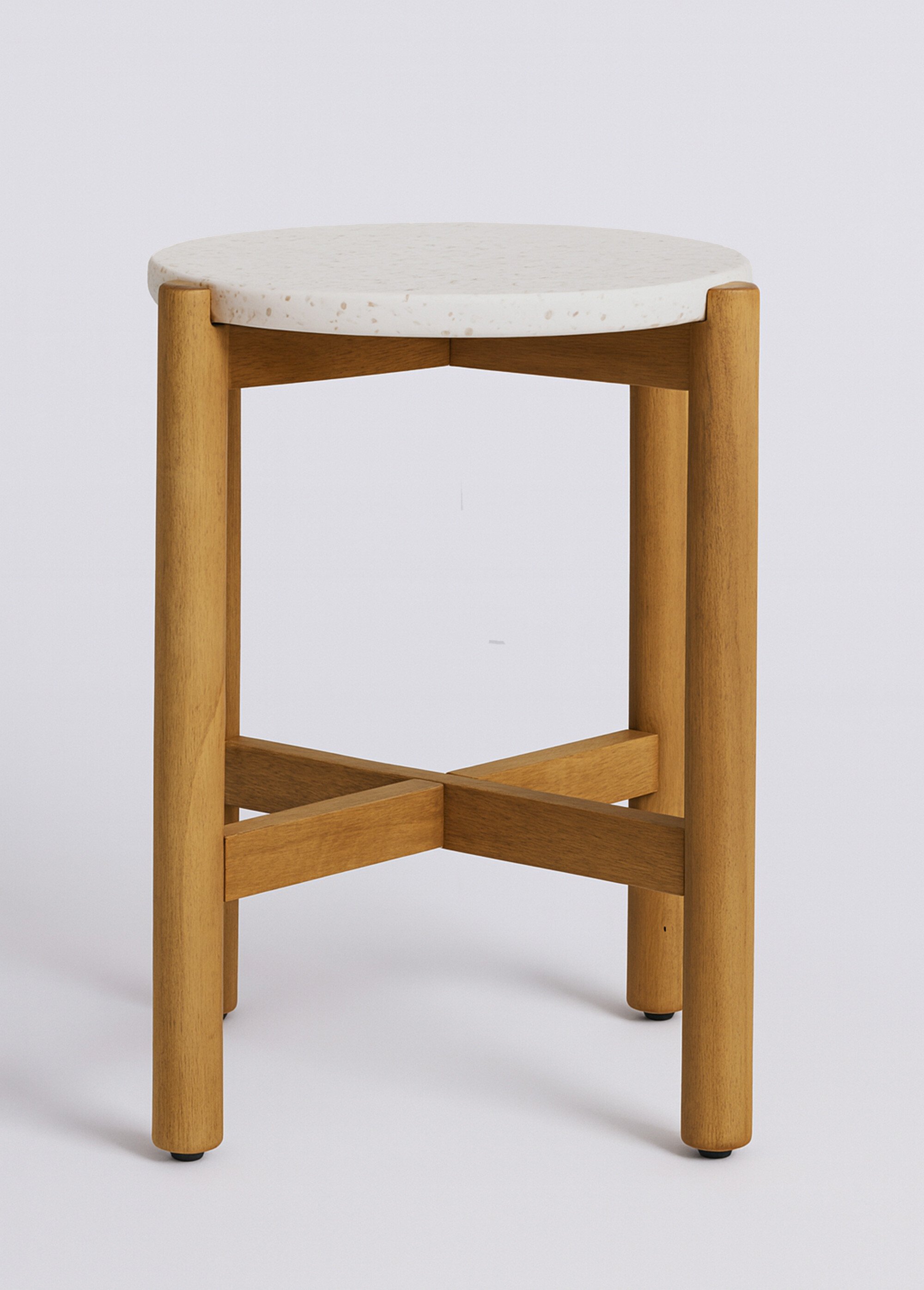 Table d'appoint en acacia et terrazzo BLANC HN-7521000 FA1