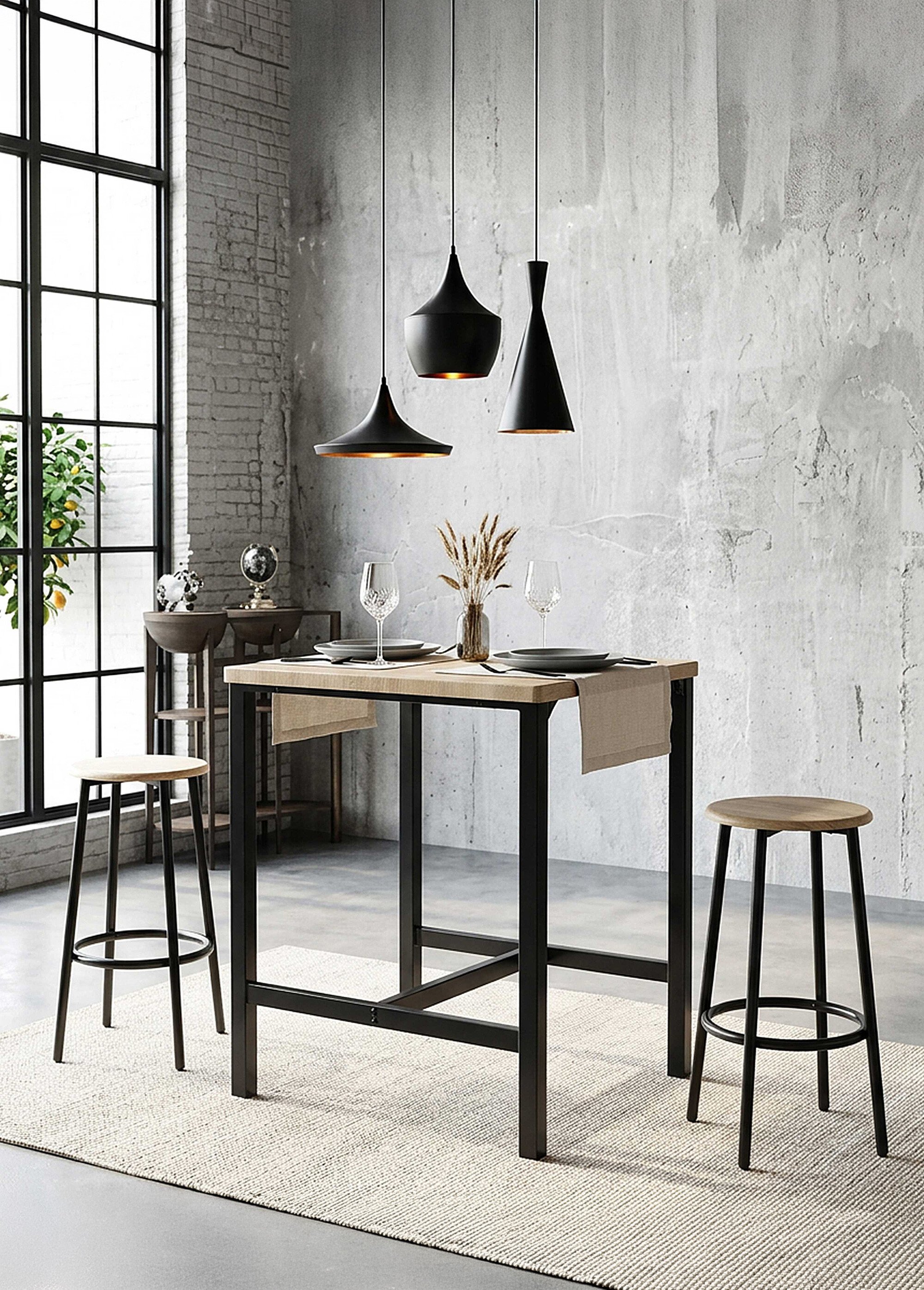 Table mange debout + 2 Tabourets hauts LOKA MARRON CMP-HD0210 SI1