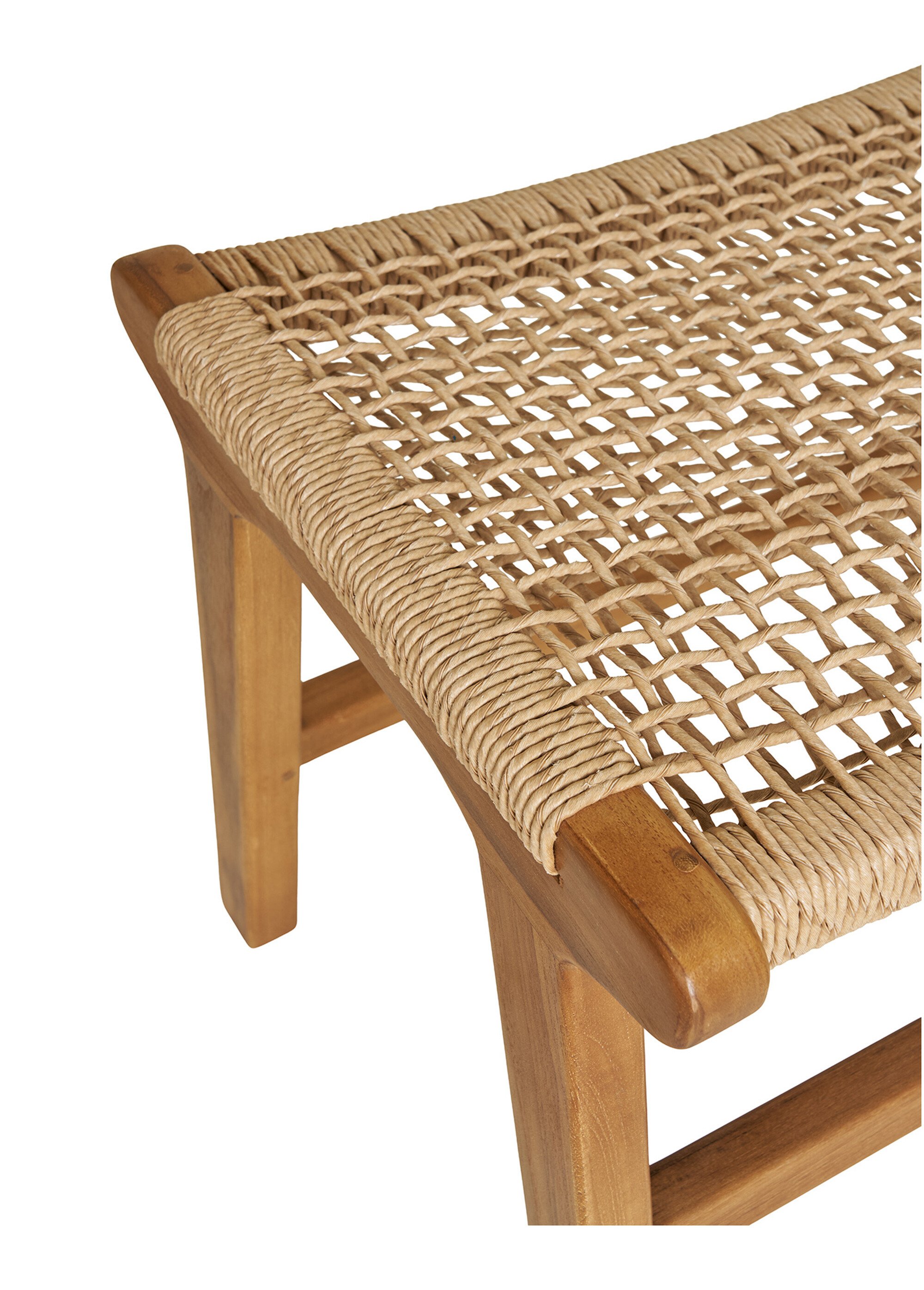 Tabouret / Repose pieds en teck et corde BEIGE HN-1501095 DE4