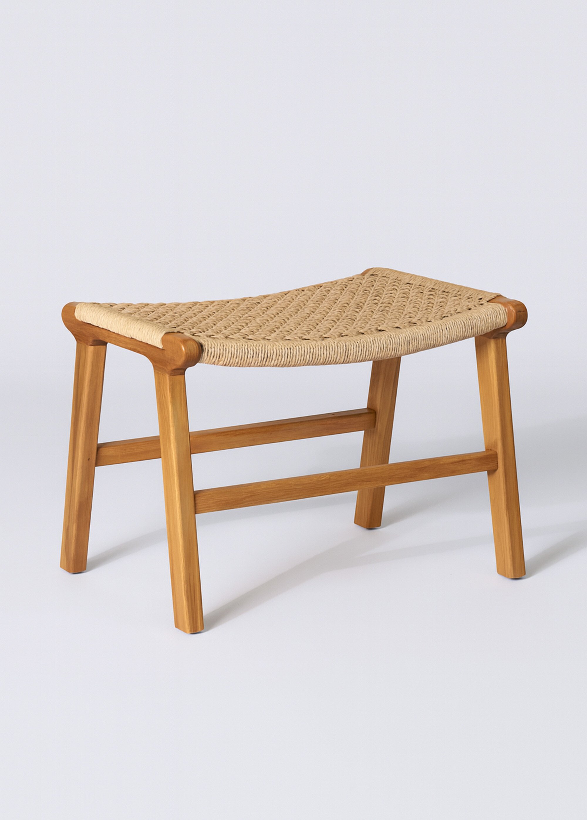 Tabouret / Repose pieds en teck et corde BEIGE HN-1501095 FA1