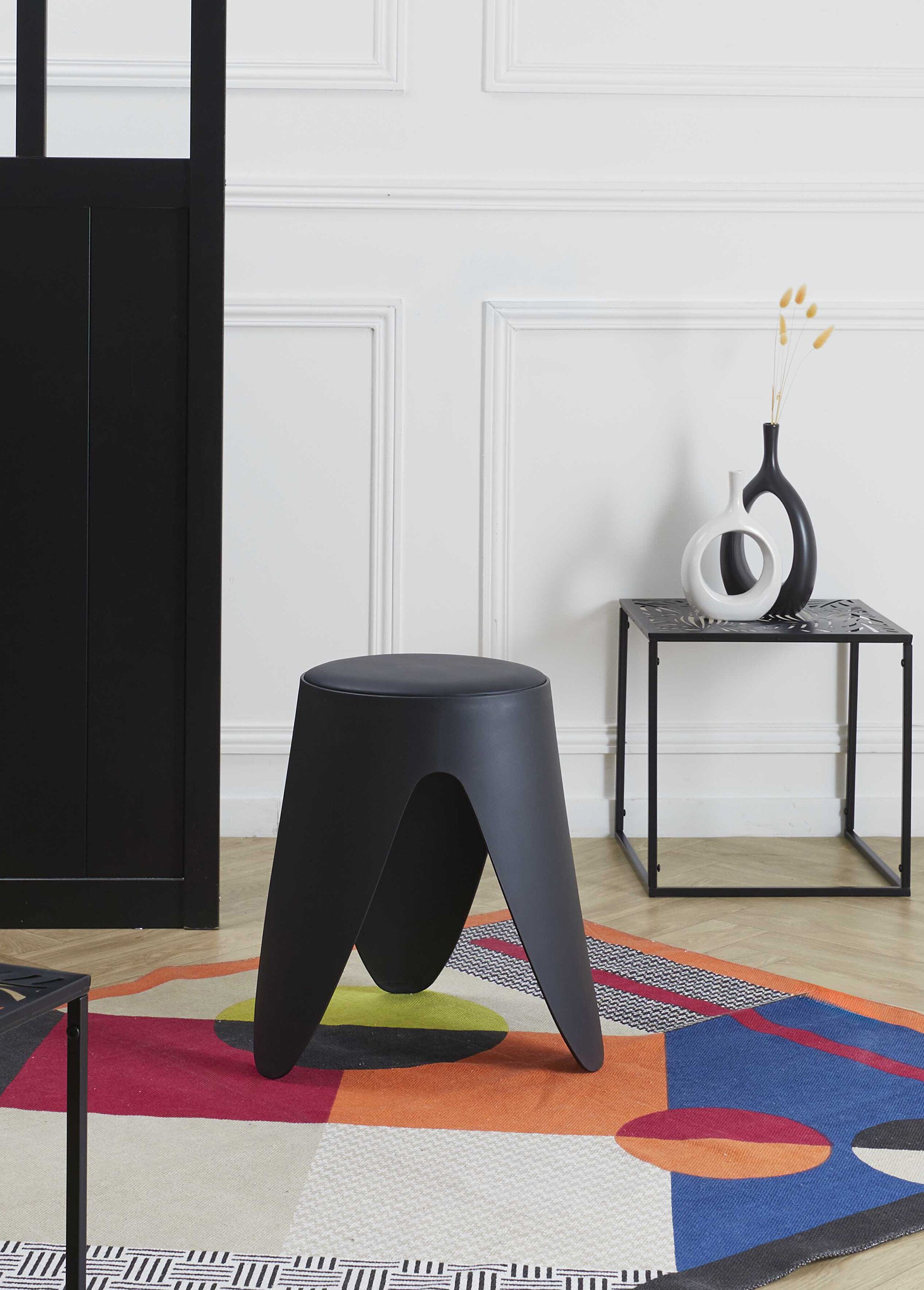 Tabouret d'appoint empilable tendance EVE NOIR CMP-HD0292 SI1