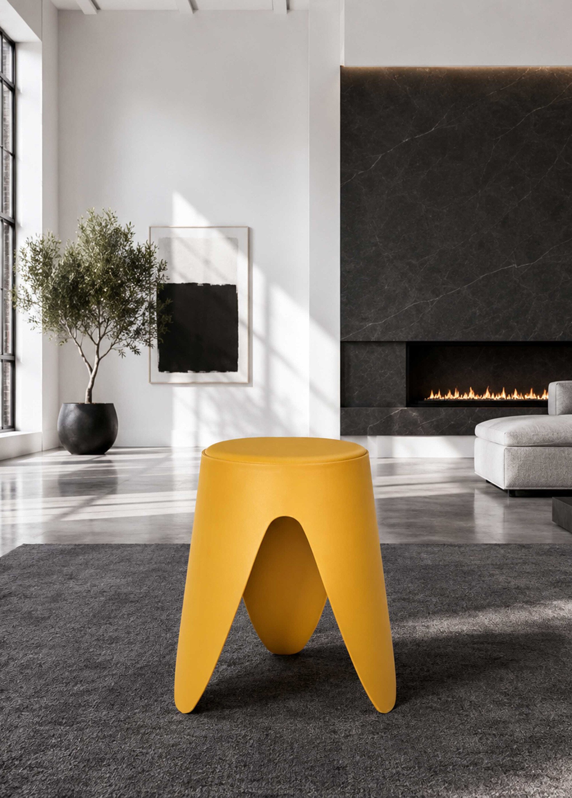 Tabouret d'appoint empilable tendance EVE JAUNE CMP-HD0292 SI1