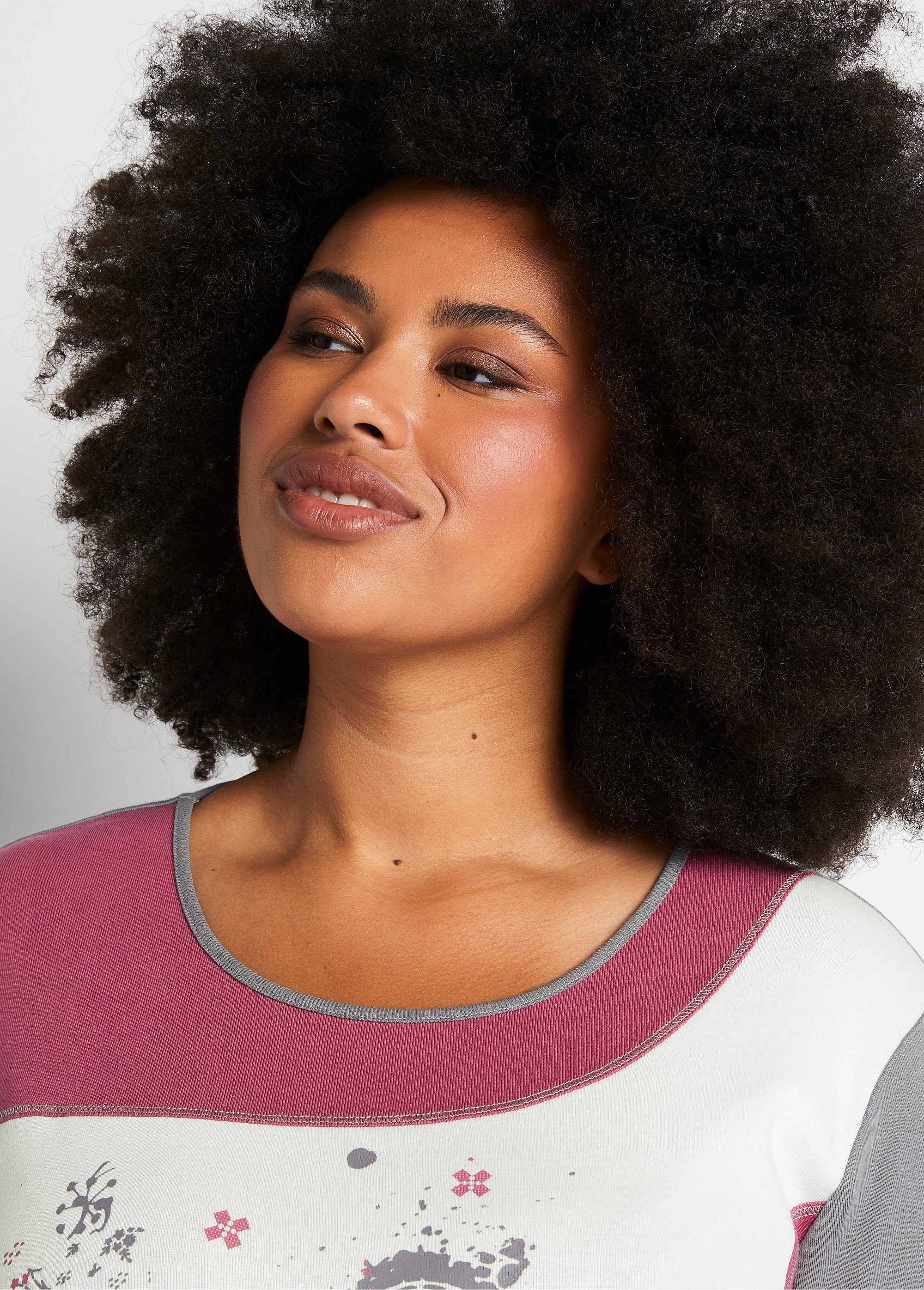 T-shirt droit à motifs coton extensible