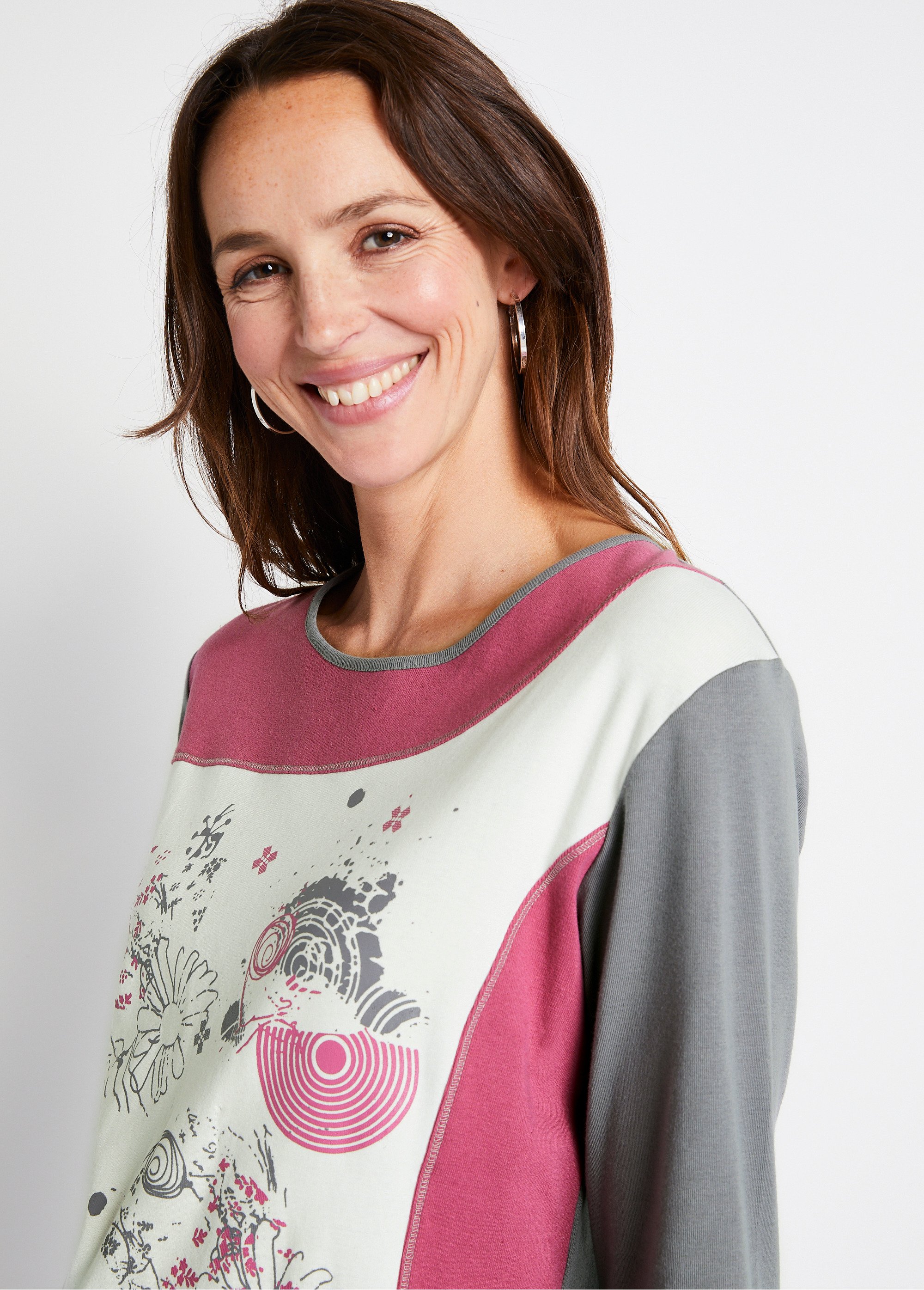 T-shirt droit à motifs coton extensible