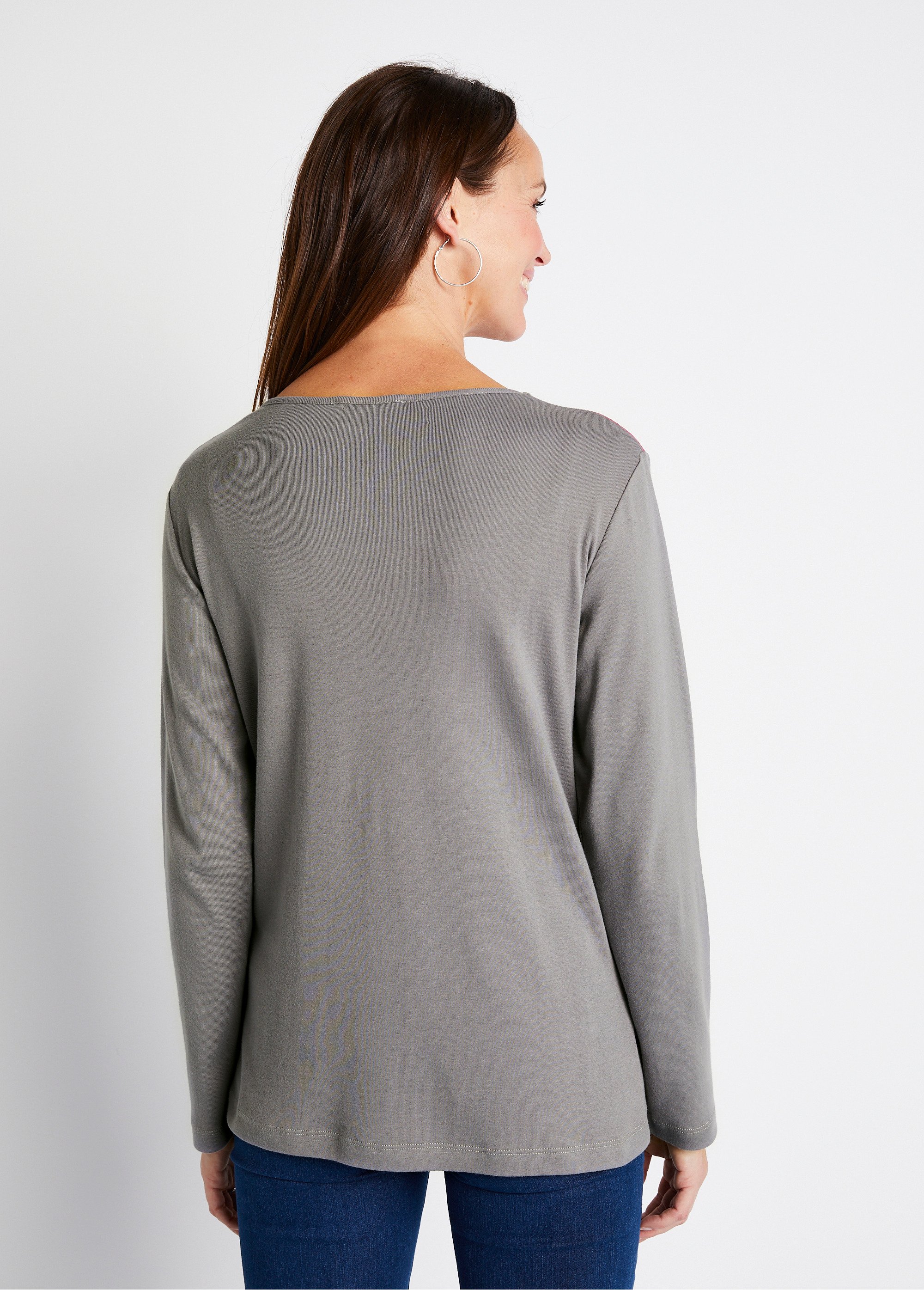 T-shirt droit à motifs coton extensible