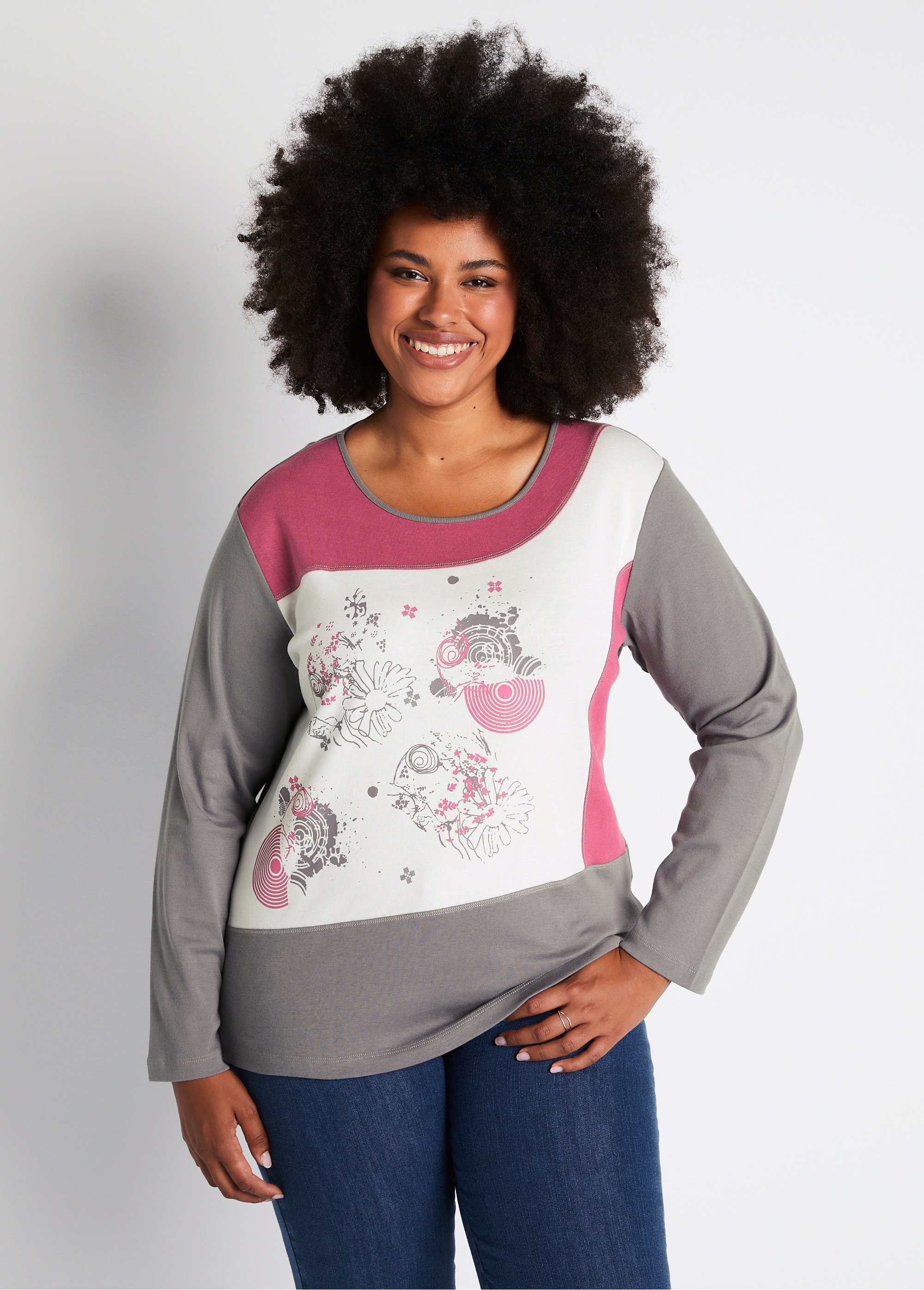 T-shirt droit à motifs coton extensible