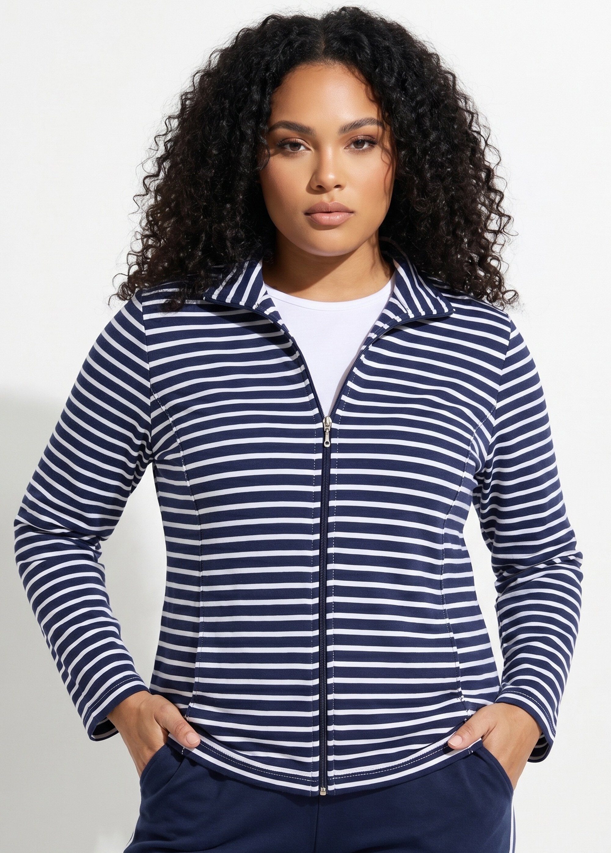 Veste de détente col montant Grande Taille Bleu PAOLA MV1