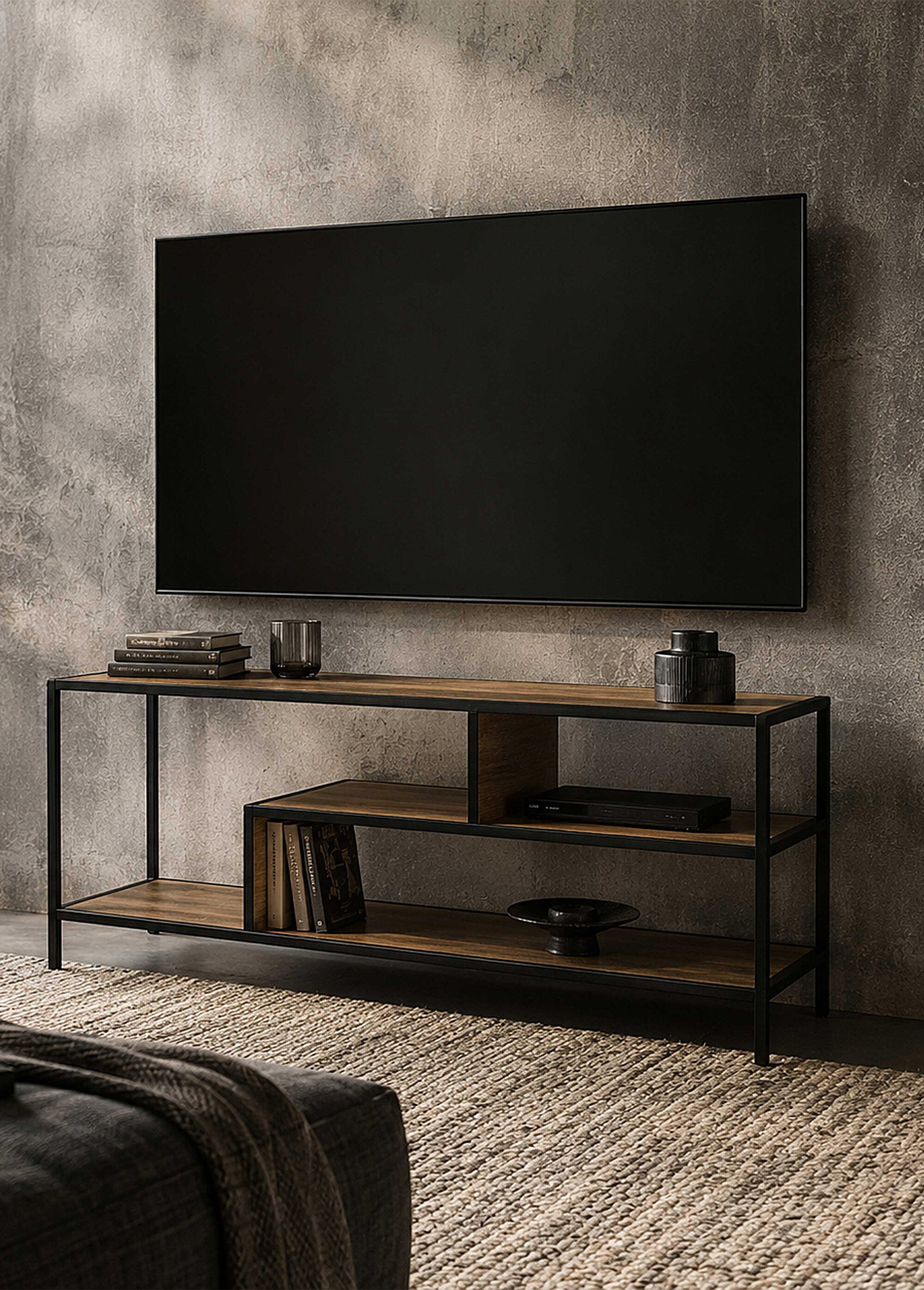 Banc TV design escalier bois/métal EDISON MARRON CMP-HD0485 SI2
