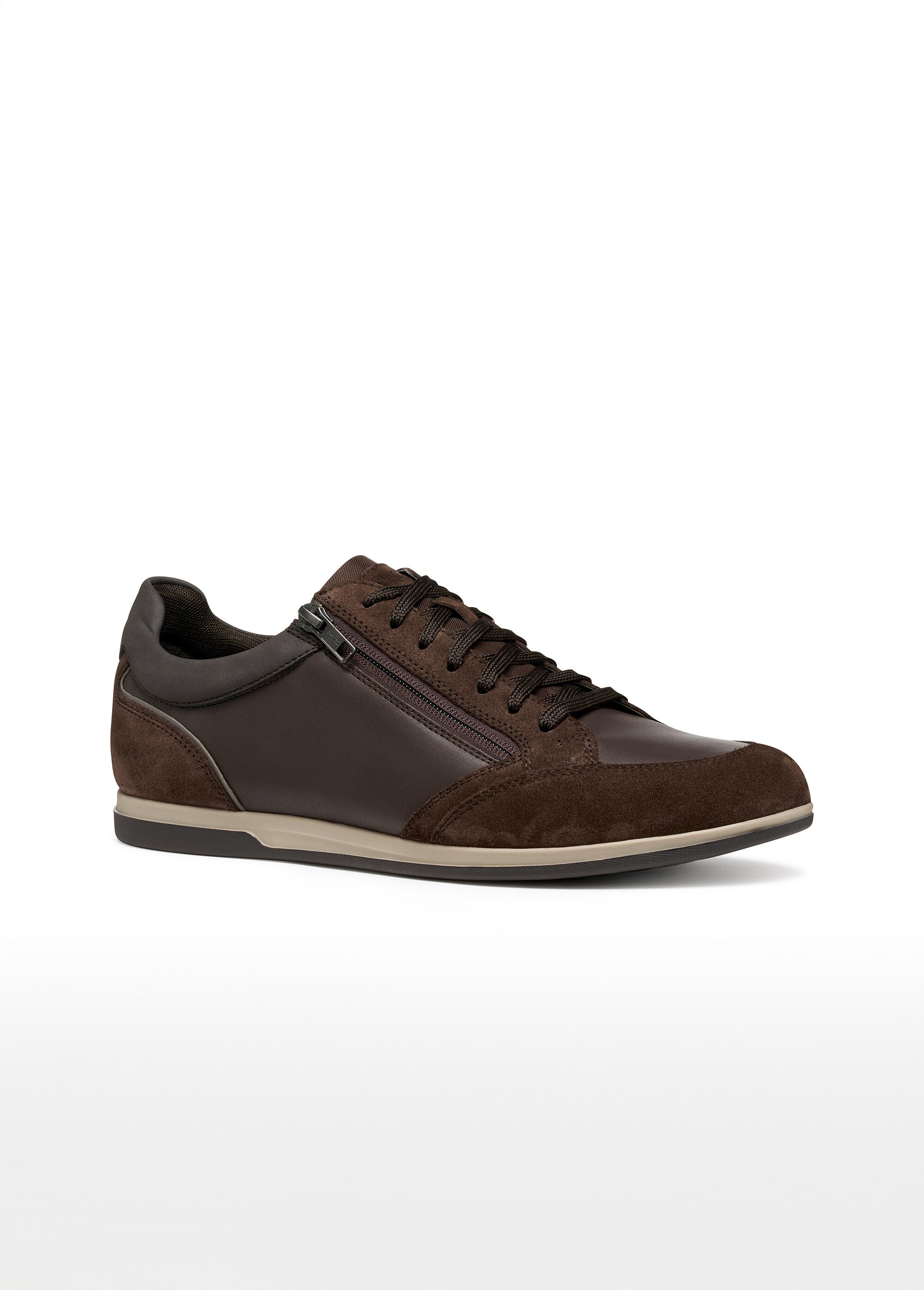 Baskets cuir tendance semelle fine Homme Marron GEO-U564GA FA1