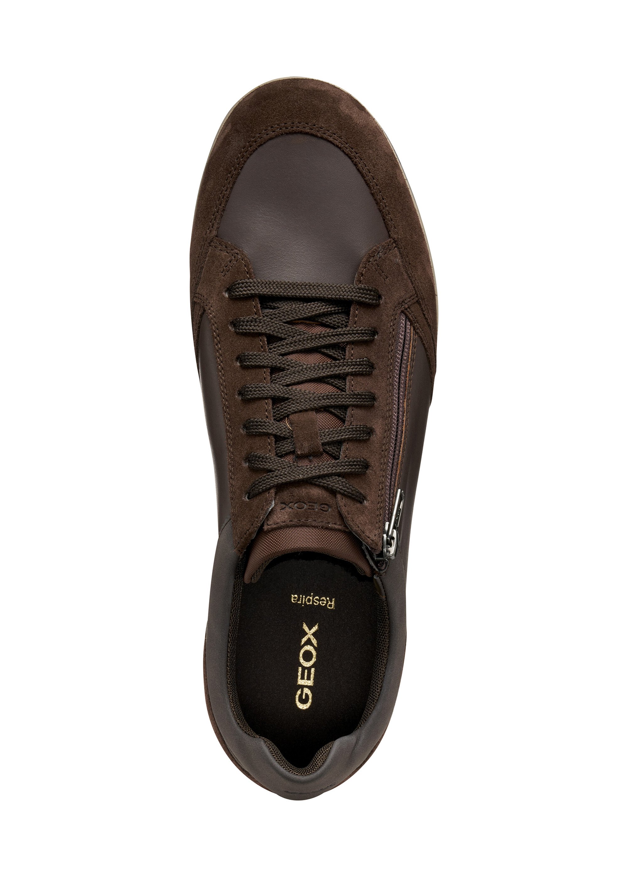 Baskets cuir tendance semelle fine Homme Marron GEO-U564GA OV1