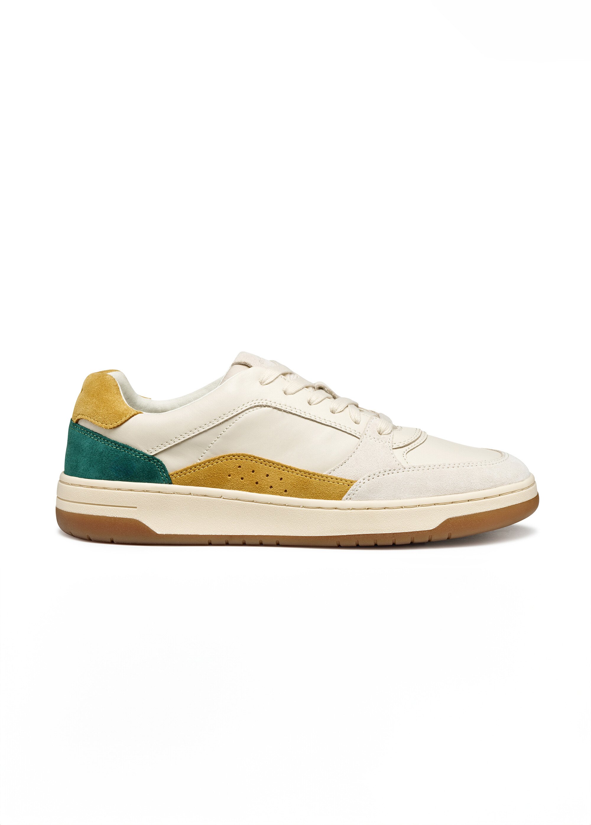 Baskets multicolores cuir lisse et suédé Homme Beige GEO-U56M5A DR1