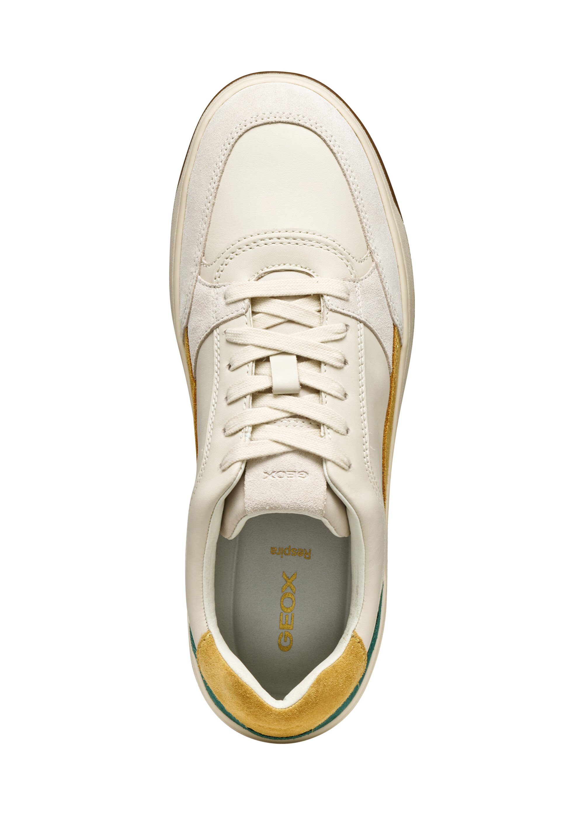 Baskets multicolores cuir lisse et suédé Homme Beige GEO-U56M5A OV1