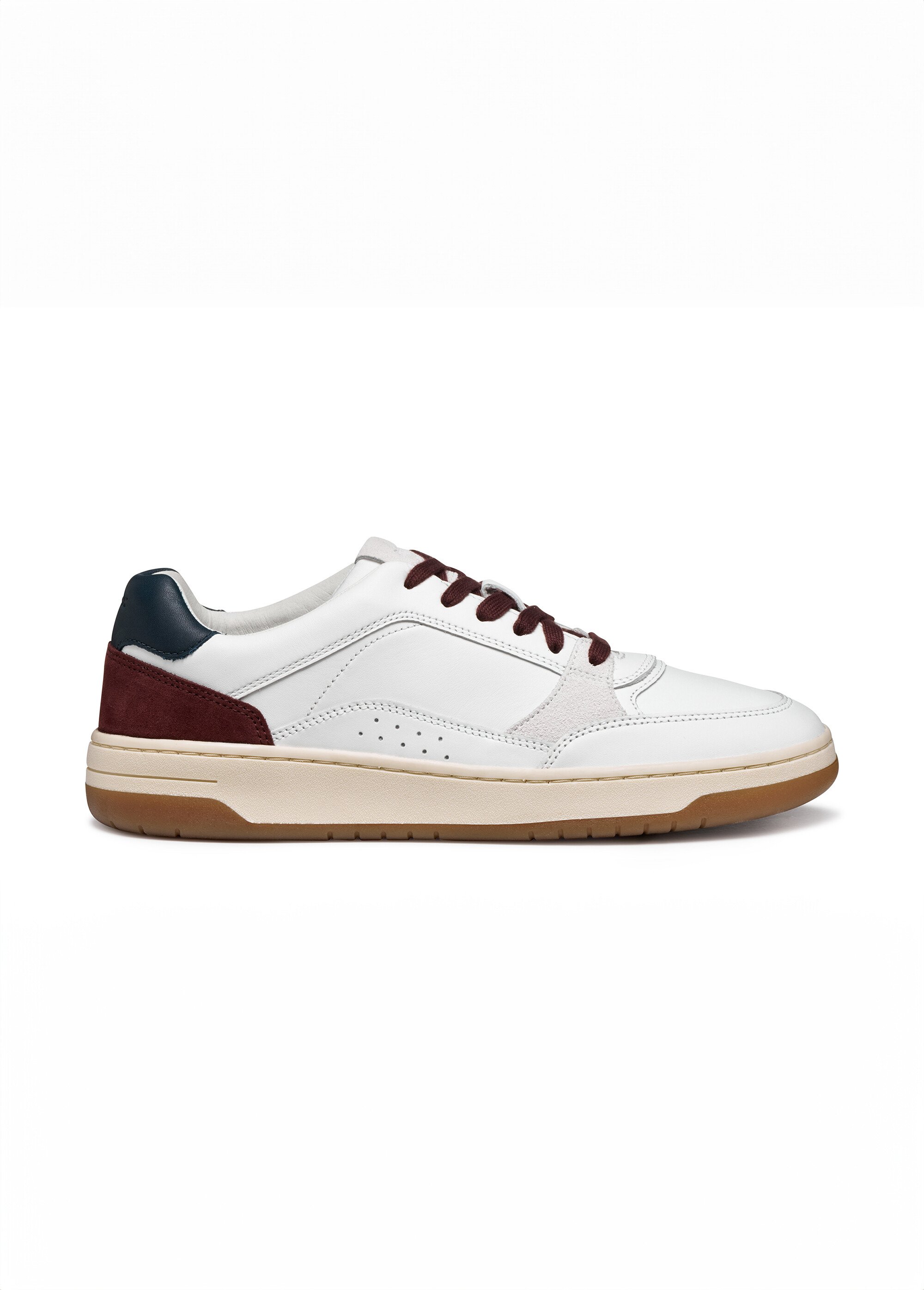 Baskets multicolores cuir lisse et suédé Homme Blanc GEO-U56M5A DR1