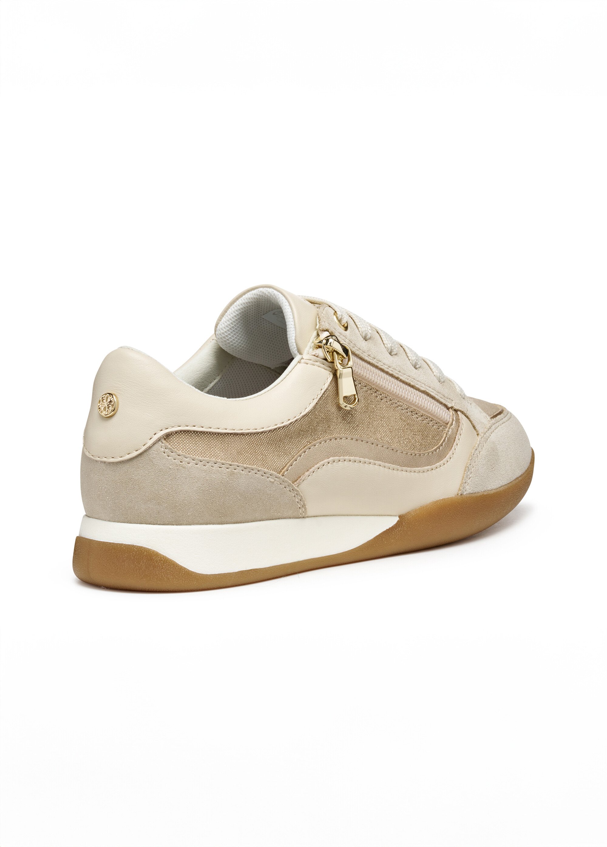 Baskets multimatières lacets et zip Femme Doré GEO-D563BB DO2