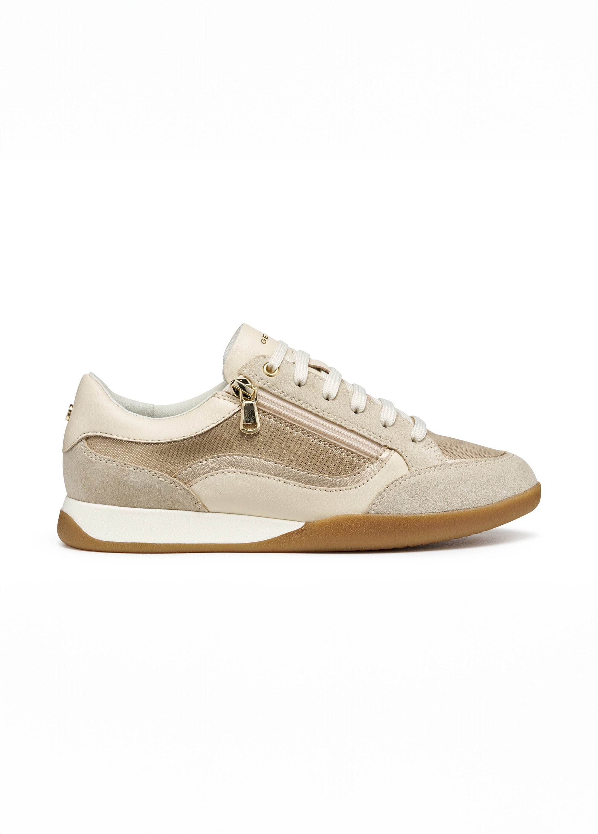 Baskets multimatières lacets et zip Femme Doré GEO-D563BB DR1