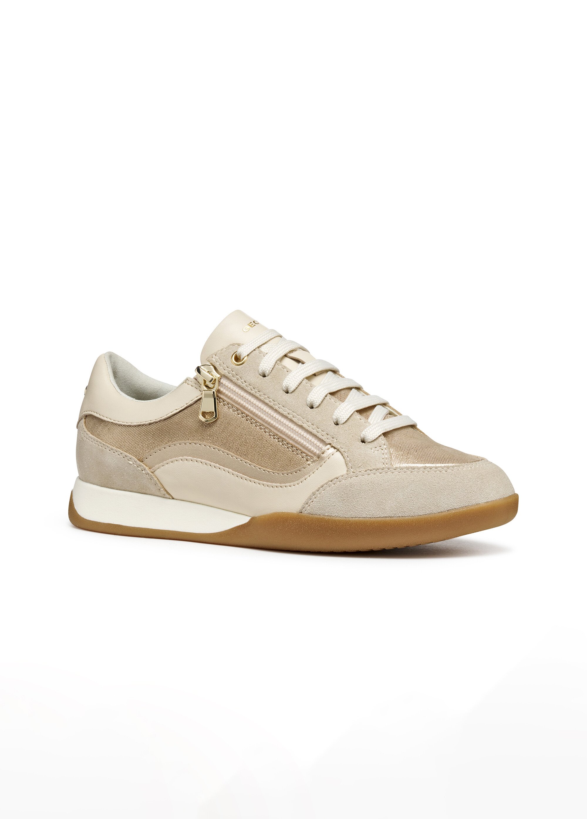 Baskets multimatières lacets et zip Femme Doré GEO-D563BB FA1