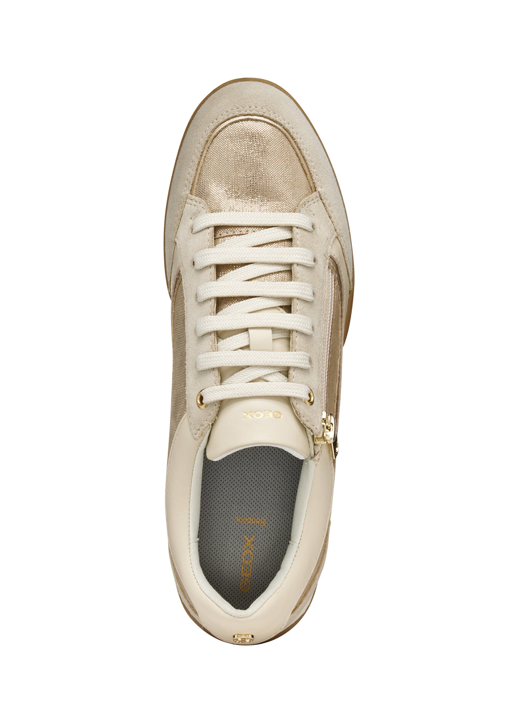 Baskets multimatières lacets et zip Femme Doré GEO-D563BB OV1