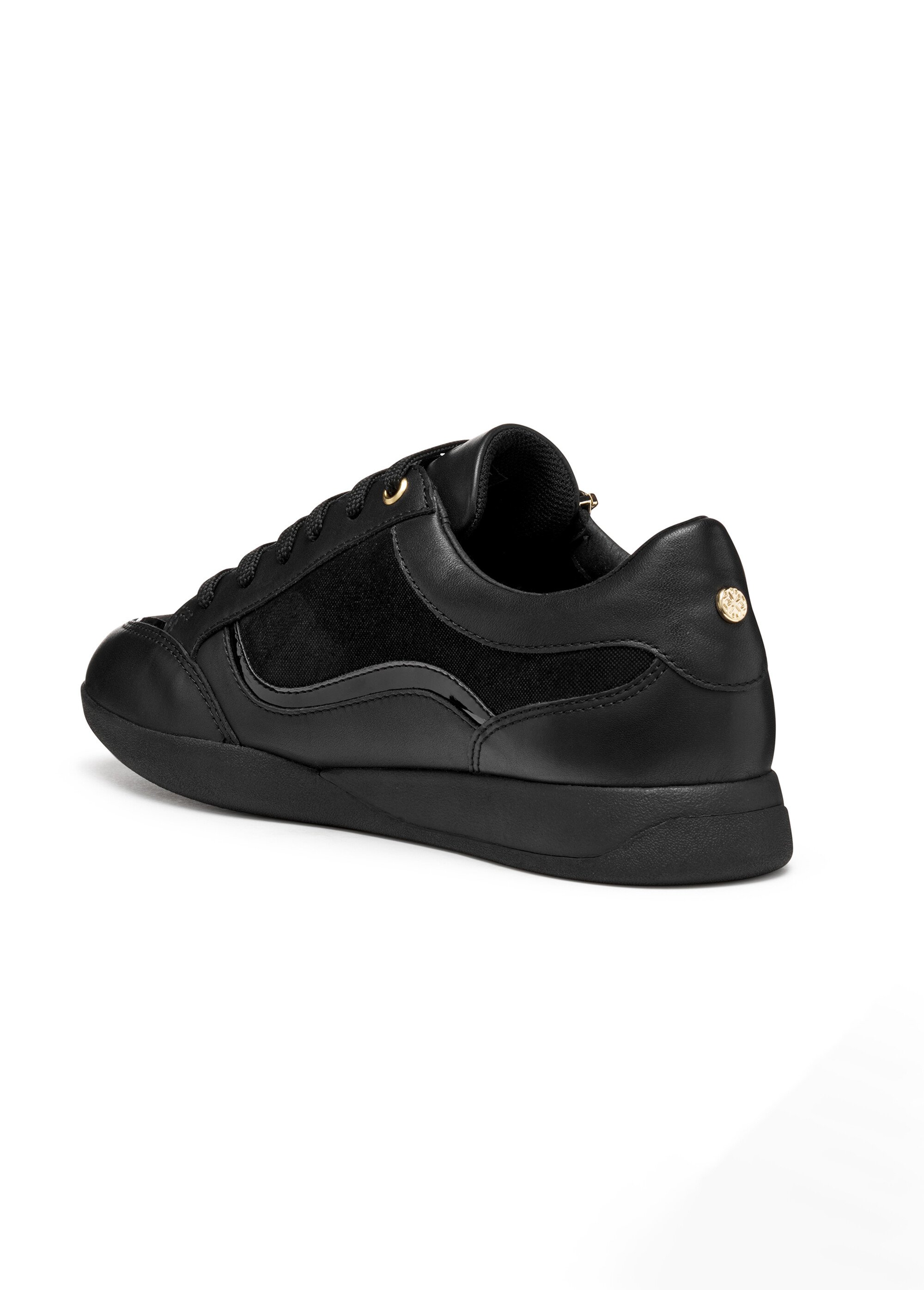 Baskets multimatières lacets et zip Femme Noir GEO-D563BB DO1