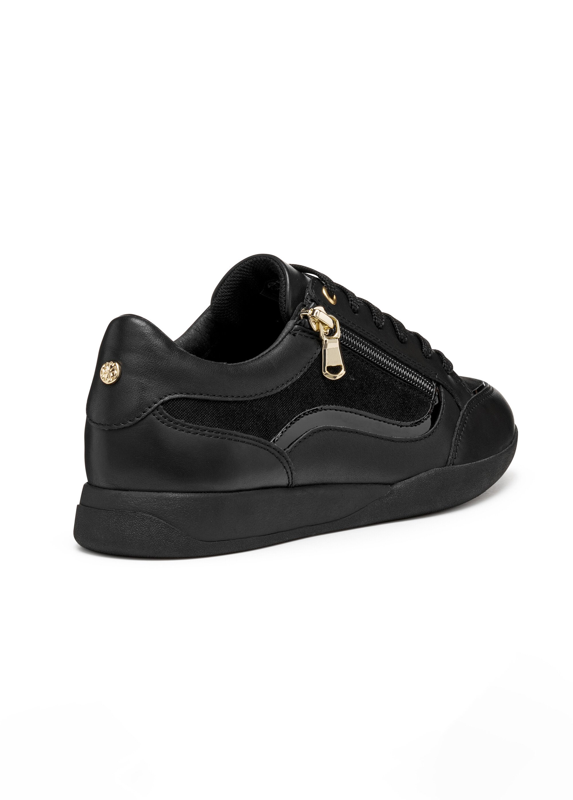 Baskets multimatières lacets et zip Femme Noir GEO-D563BB DO2