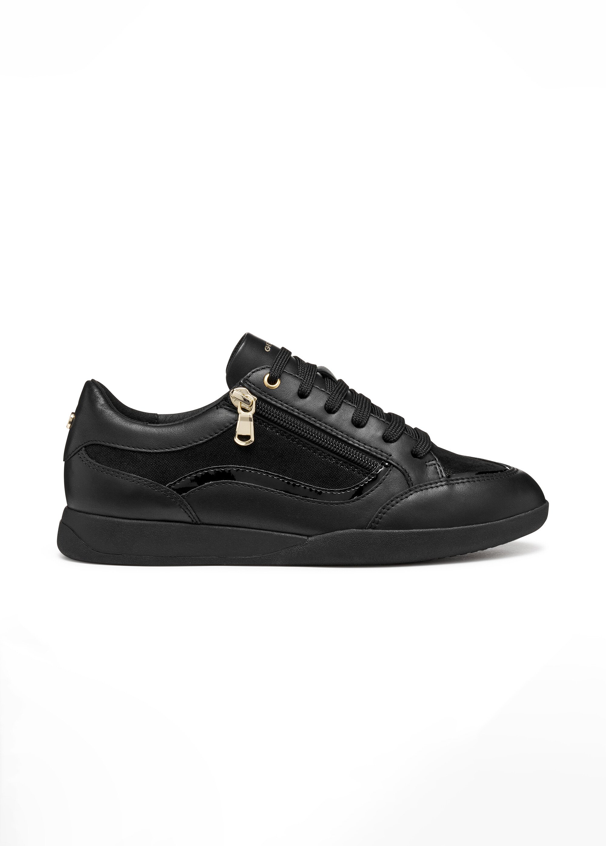 Baskets multimatières lacets et zip Femme Noir GEO-D563BB DR1