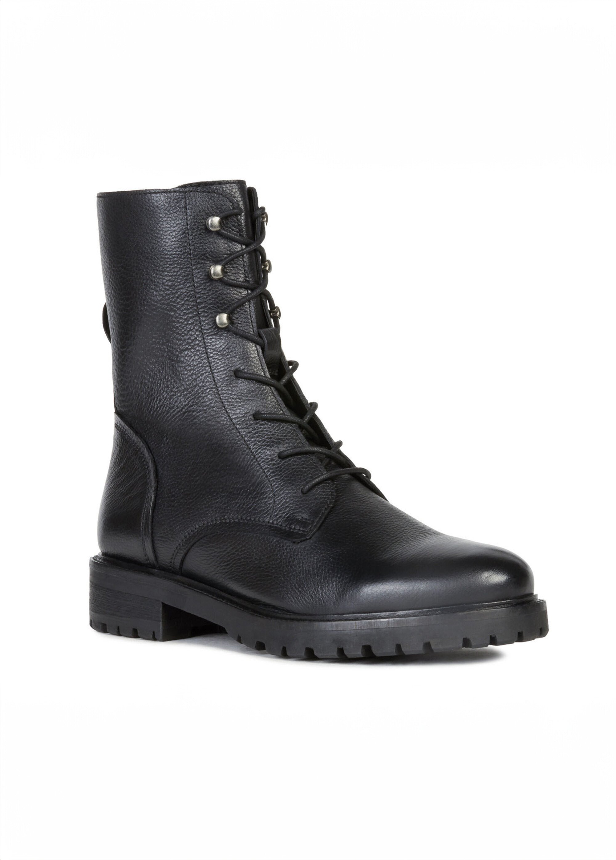 Boots montantes à lacets semelle crantée Femme Noir GEO-D94FTE FA1