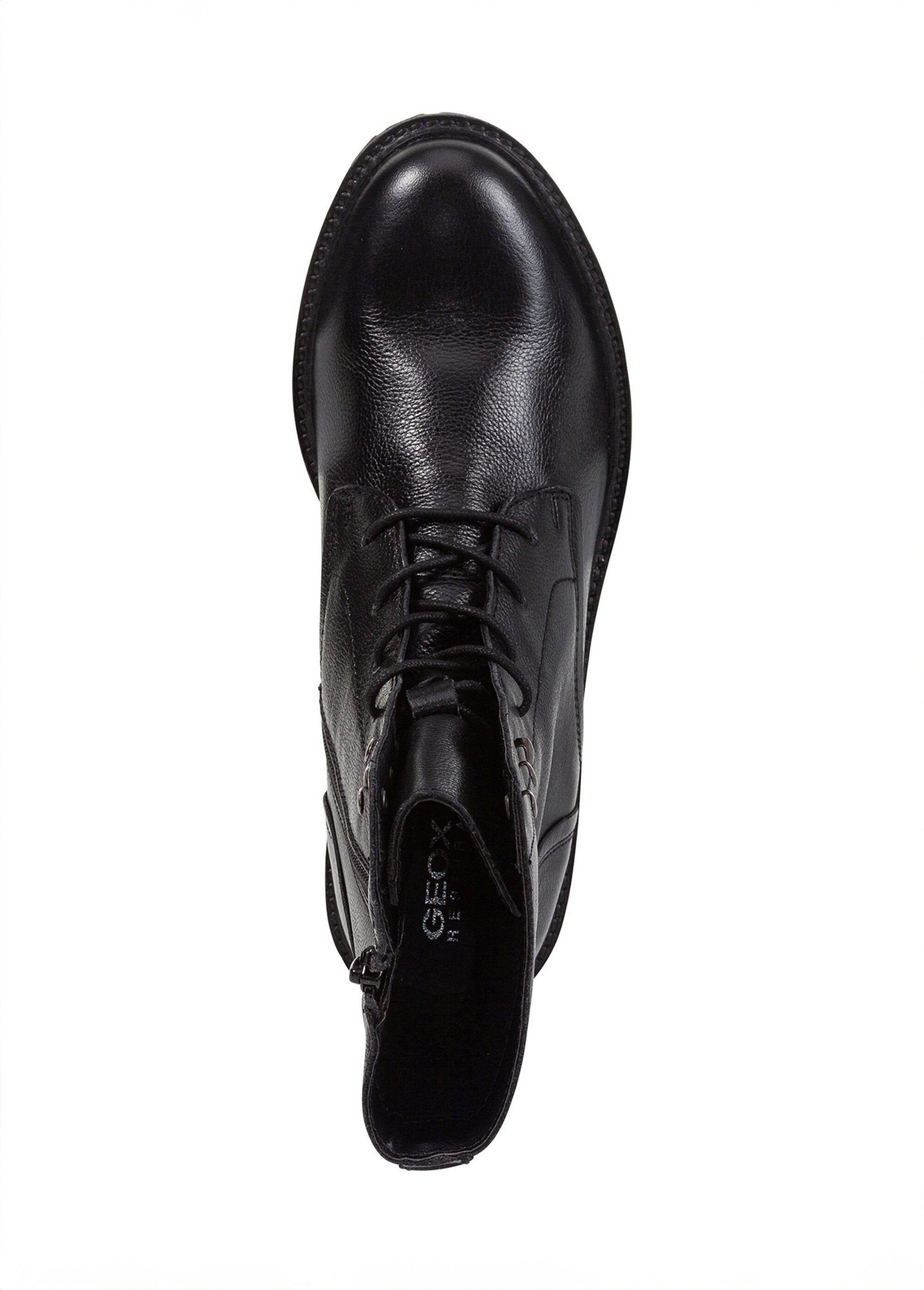 Boots montantes à lacets semelle crantée Femme Noir GEO-D94FTE OV1