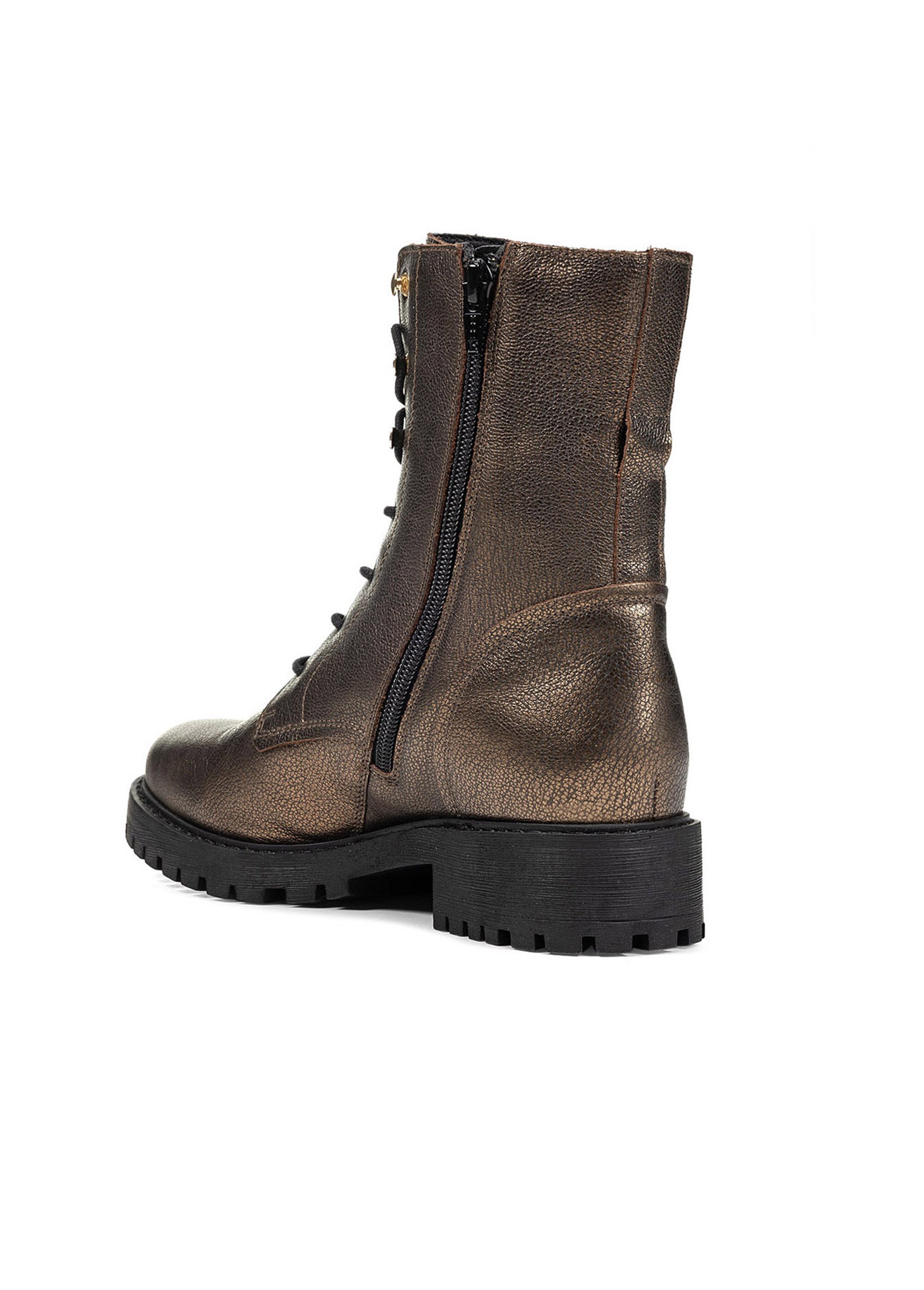 Boots montantes à lacets semelle crantée Femme Marron GEO-D94FTE DO2