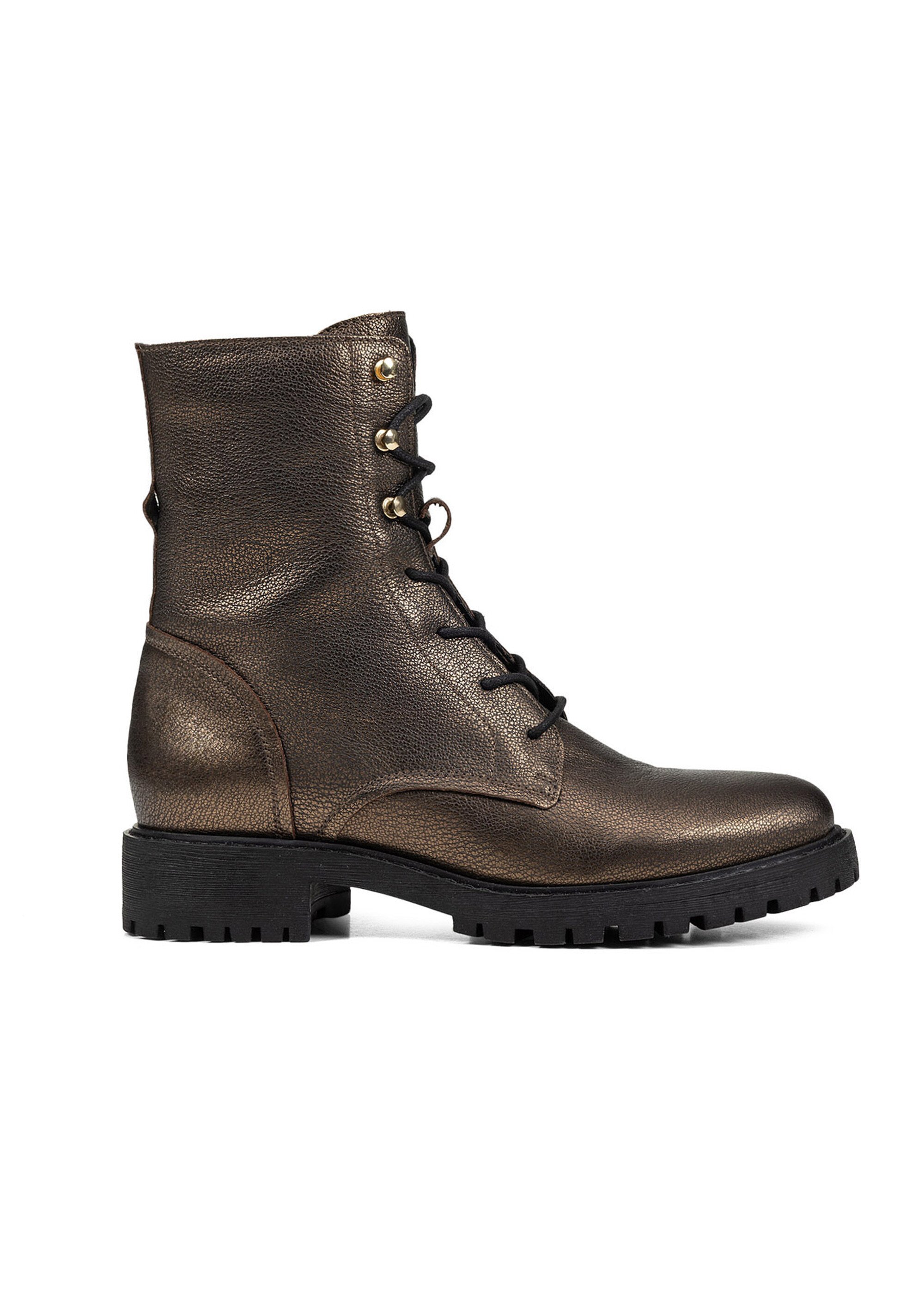 Boots montantes à lacets semelle crantée Femme Marron GEO-D94FTE DR1