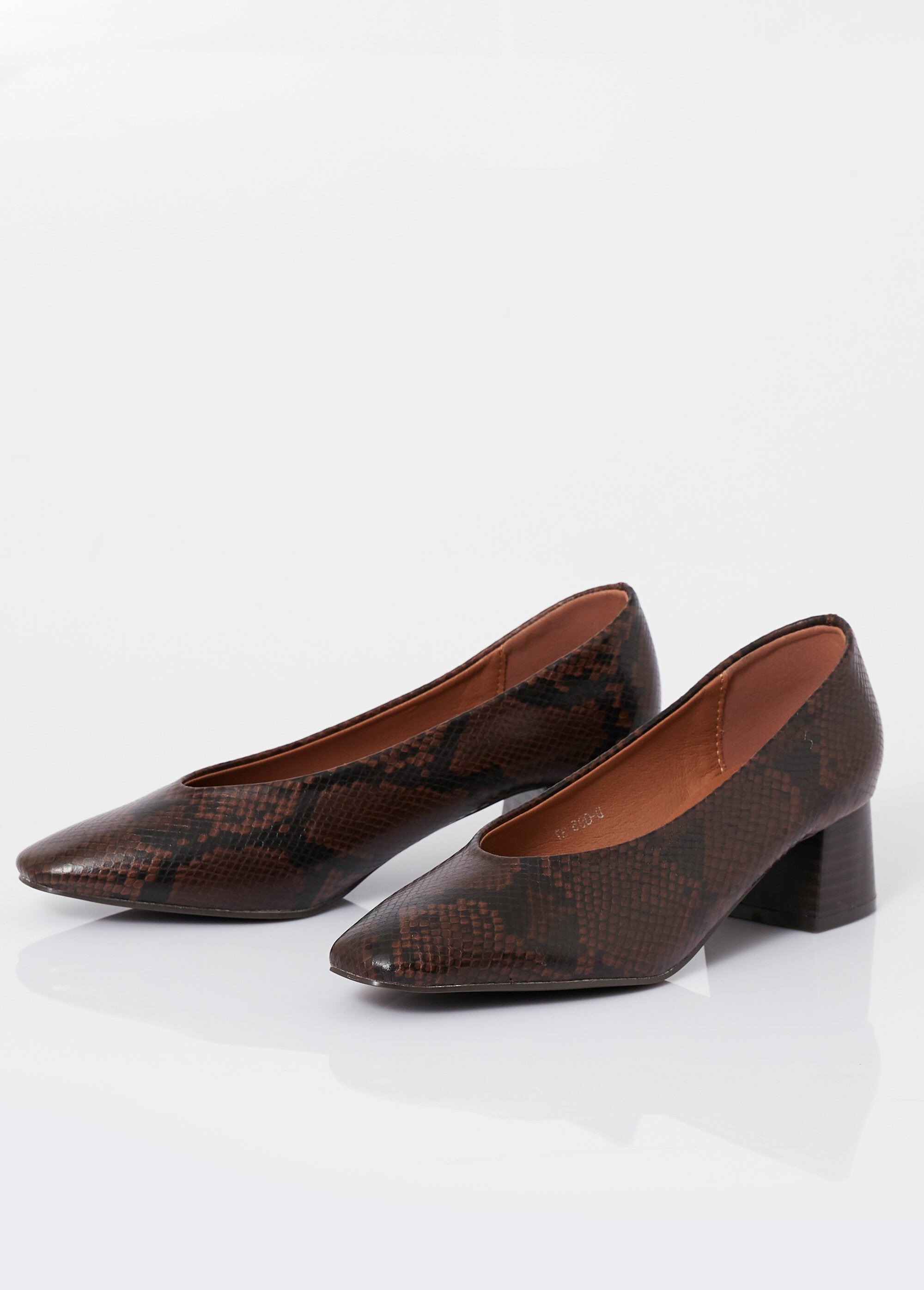 Escarpins décolletés à talon, bout carré Femme Marron BELD-094 DE1