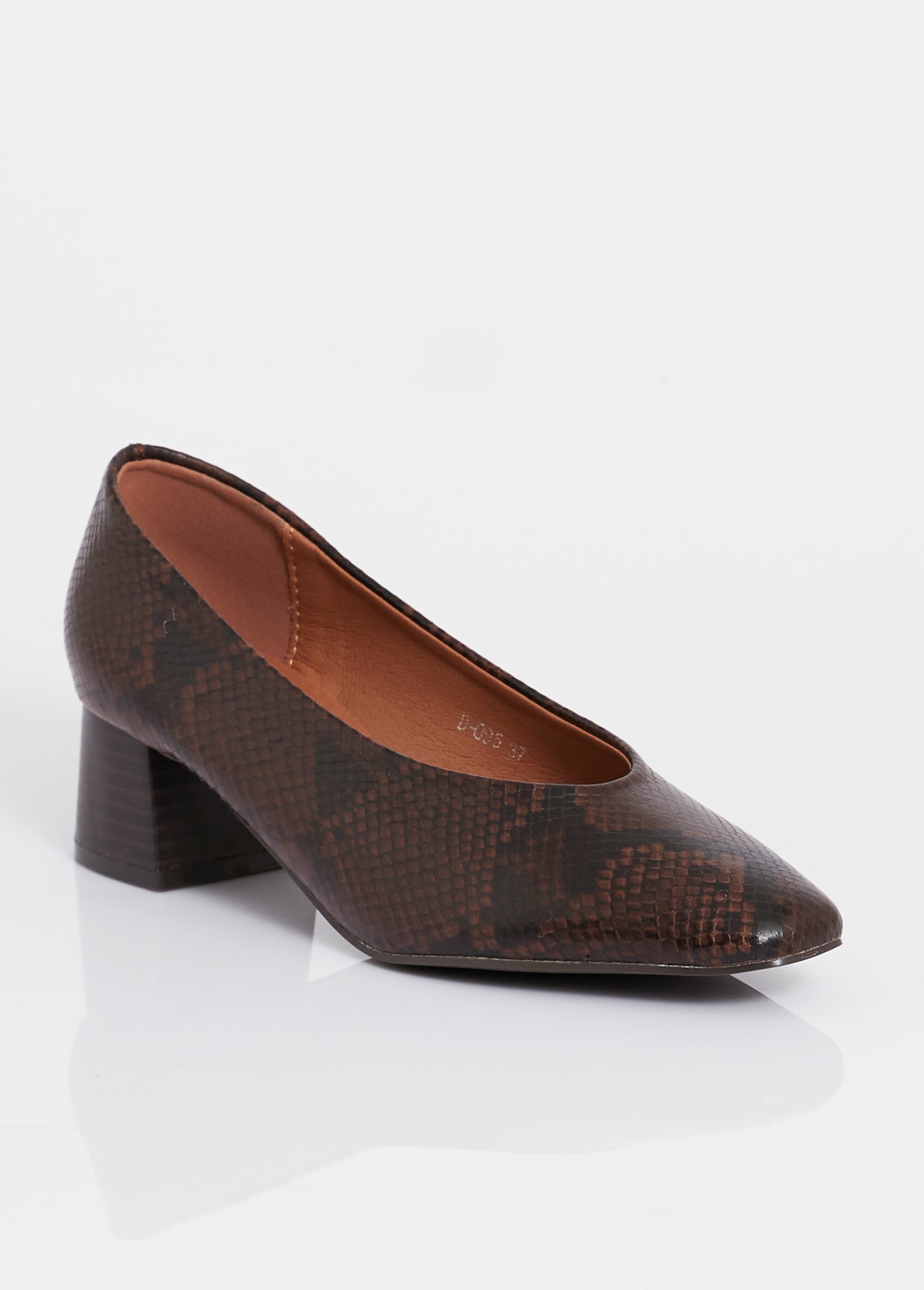 Escarpins décolletés à talon, bout carré Femme Marron BELD-094 FA1