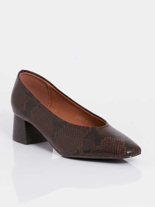Escarpins décolletés à talon, bout carré Femme Marron BELD-094 FA1