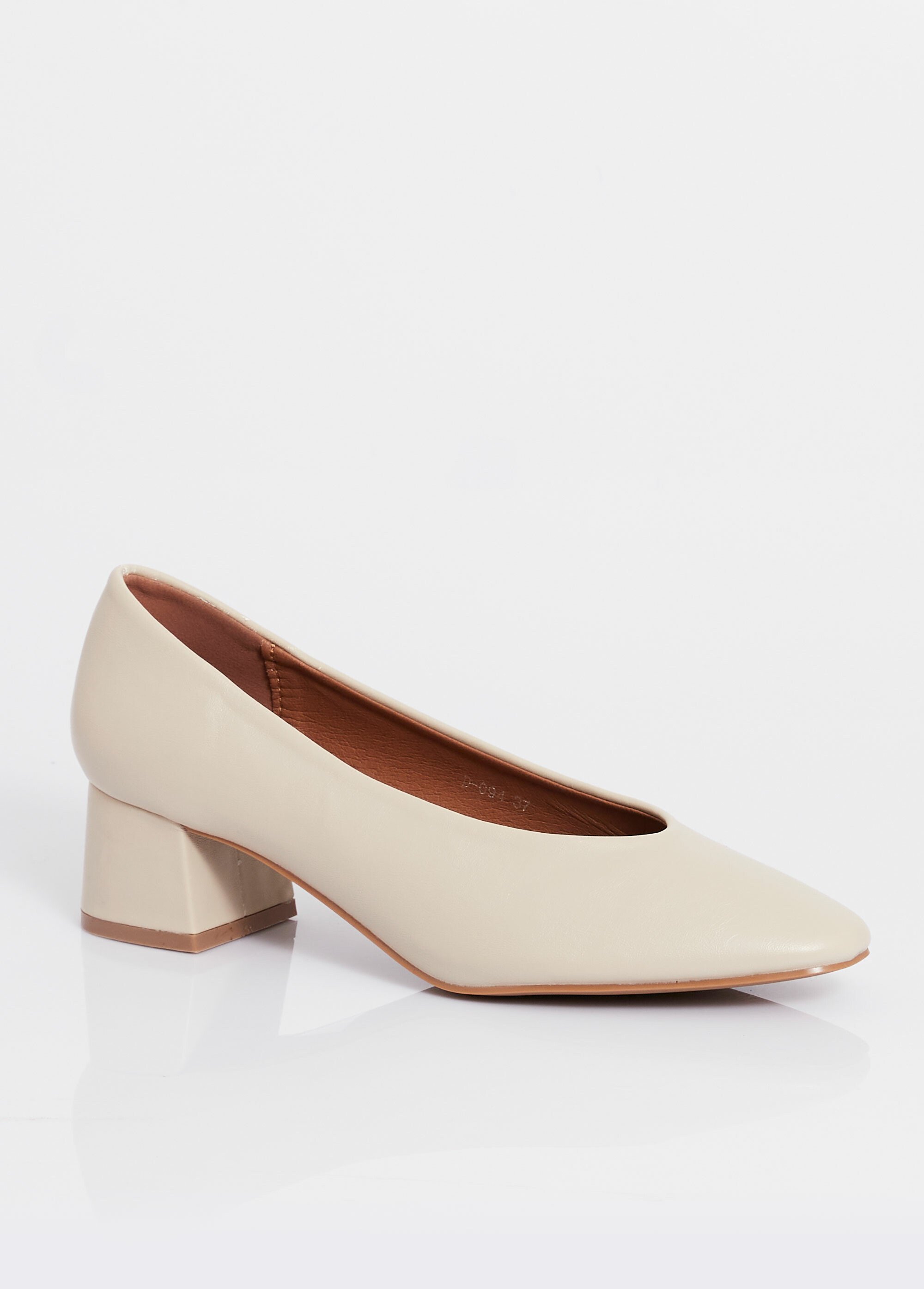 Escarpins décolletés à talon, bout carré Femme Beige BELD-094 FA1