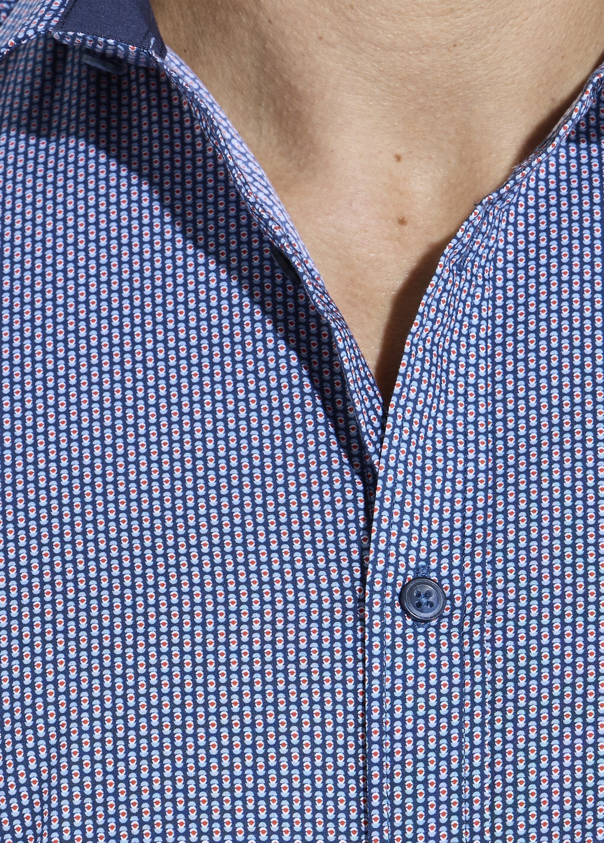 Chemise imprimée coupe classique manches longues Homme Bleu FORCE DE1