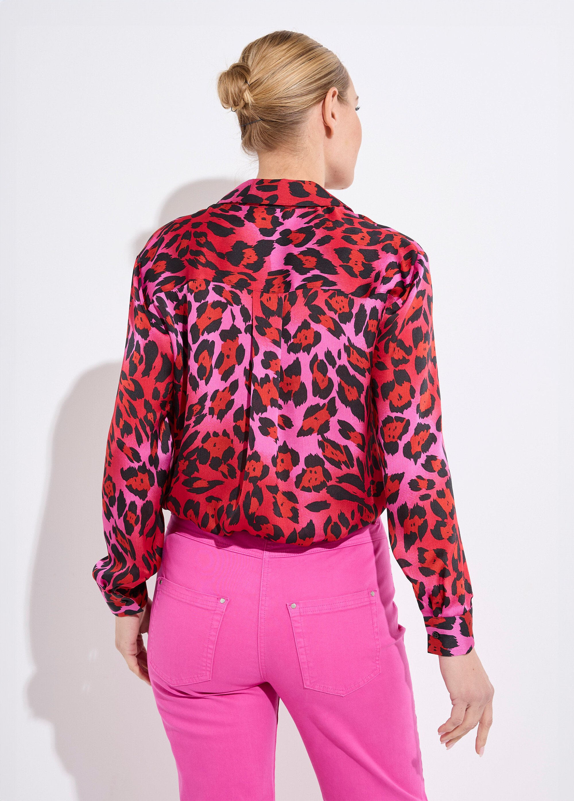Chemisier boutonné satin manches longues Femme Rose CONSTANCE DO1