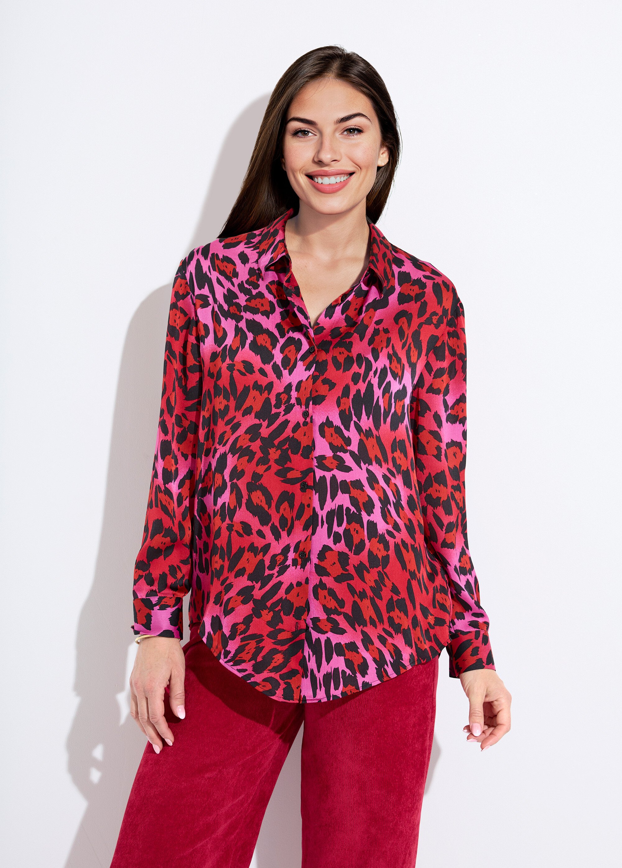 Chemisier boutonné satin manches longues Femme Rose CONSTANCE FA1
