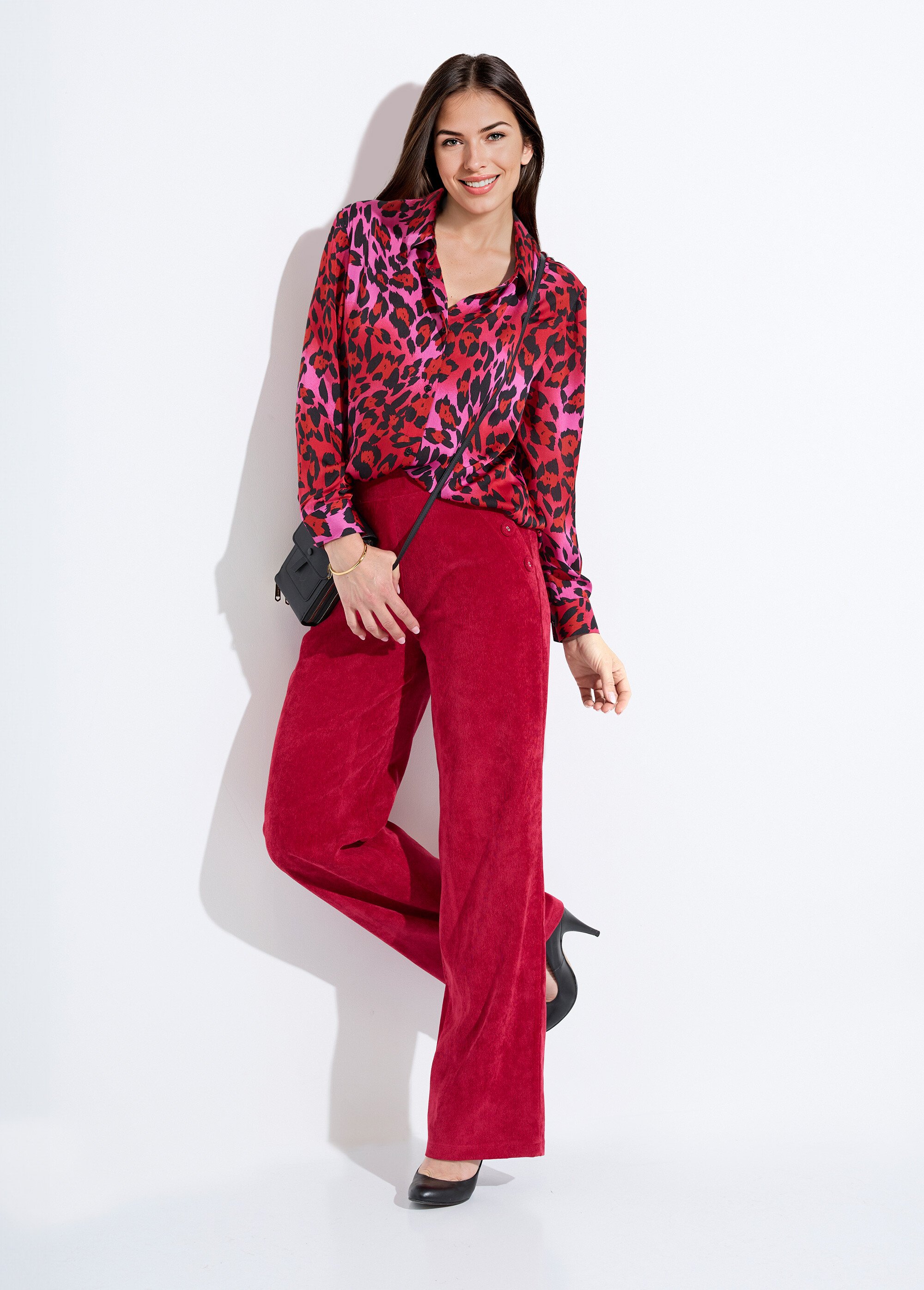 Chemisier boutonné satin manches longues