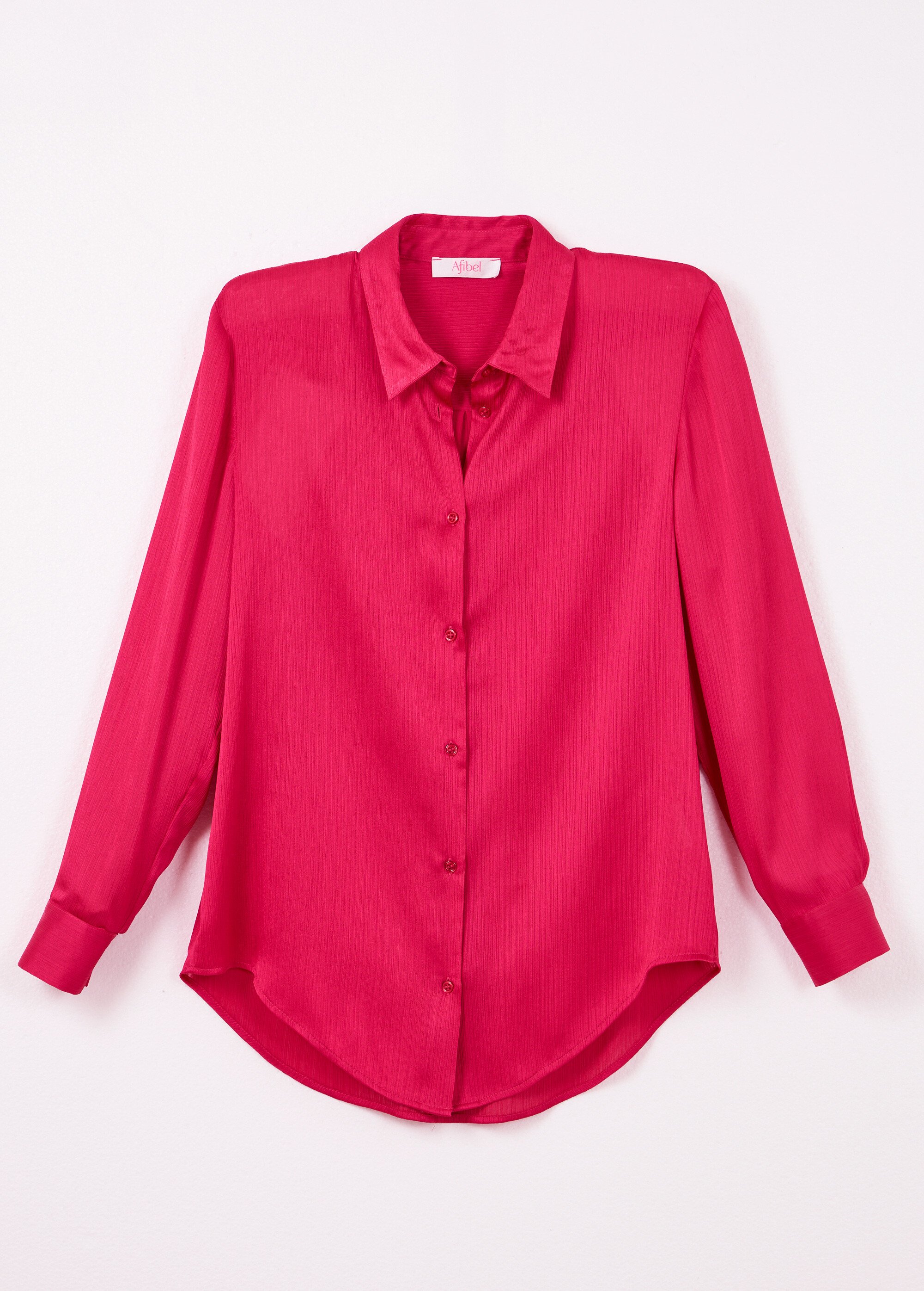 Chemisier boutonné satin manches longues Femme Rose CONSTANCE AP1